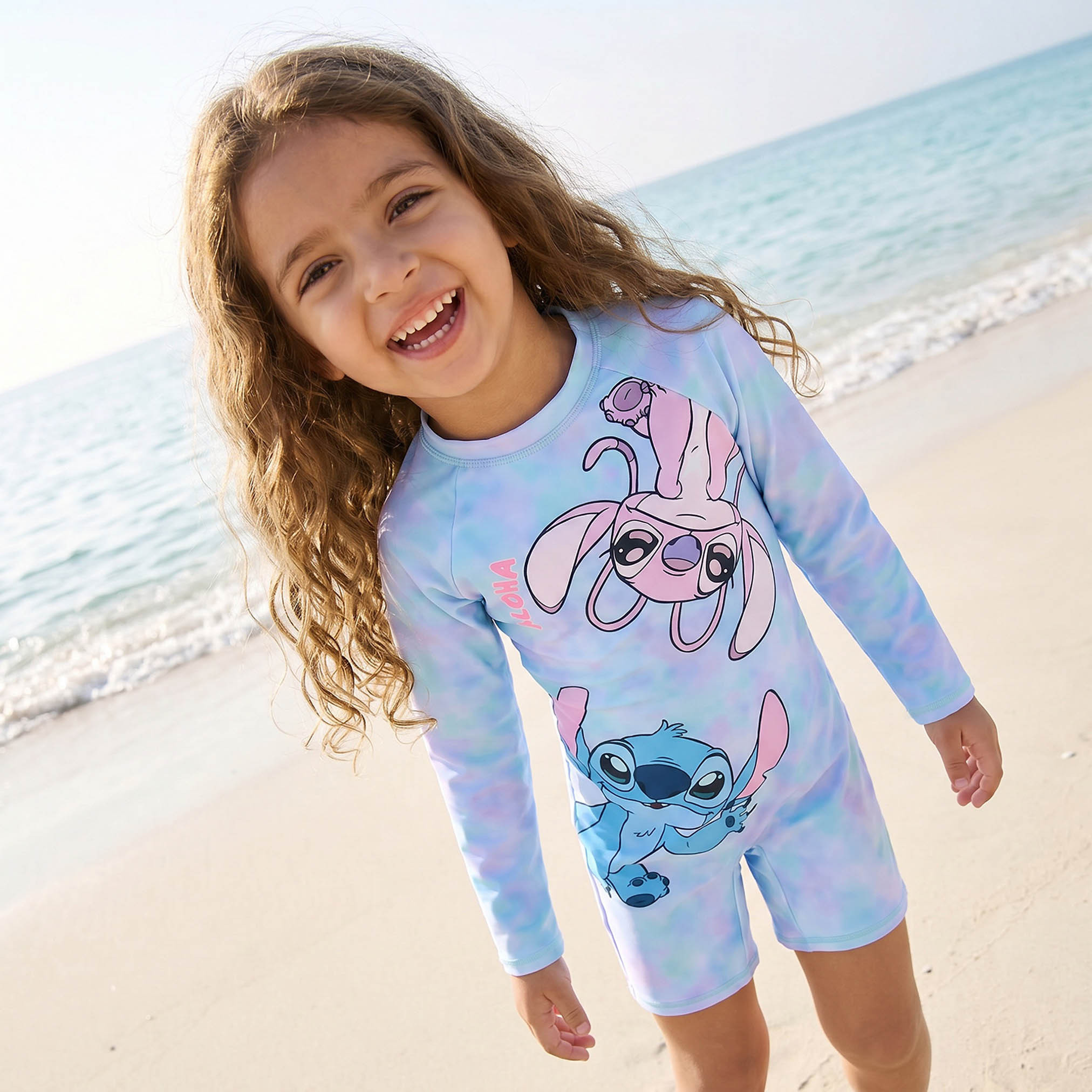 Disney Girls Stitch and Angel Print Swimsuit-girls-clothing-sportswear-swimwear-image-5