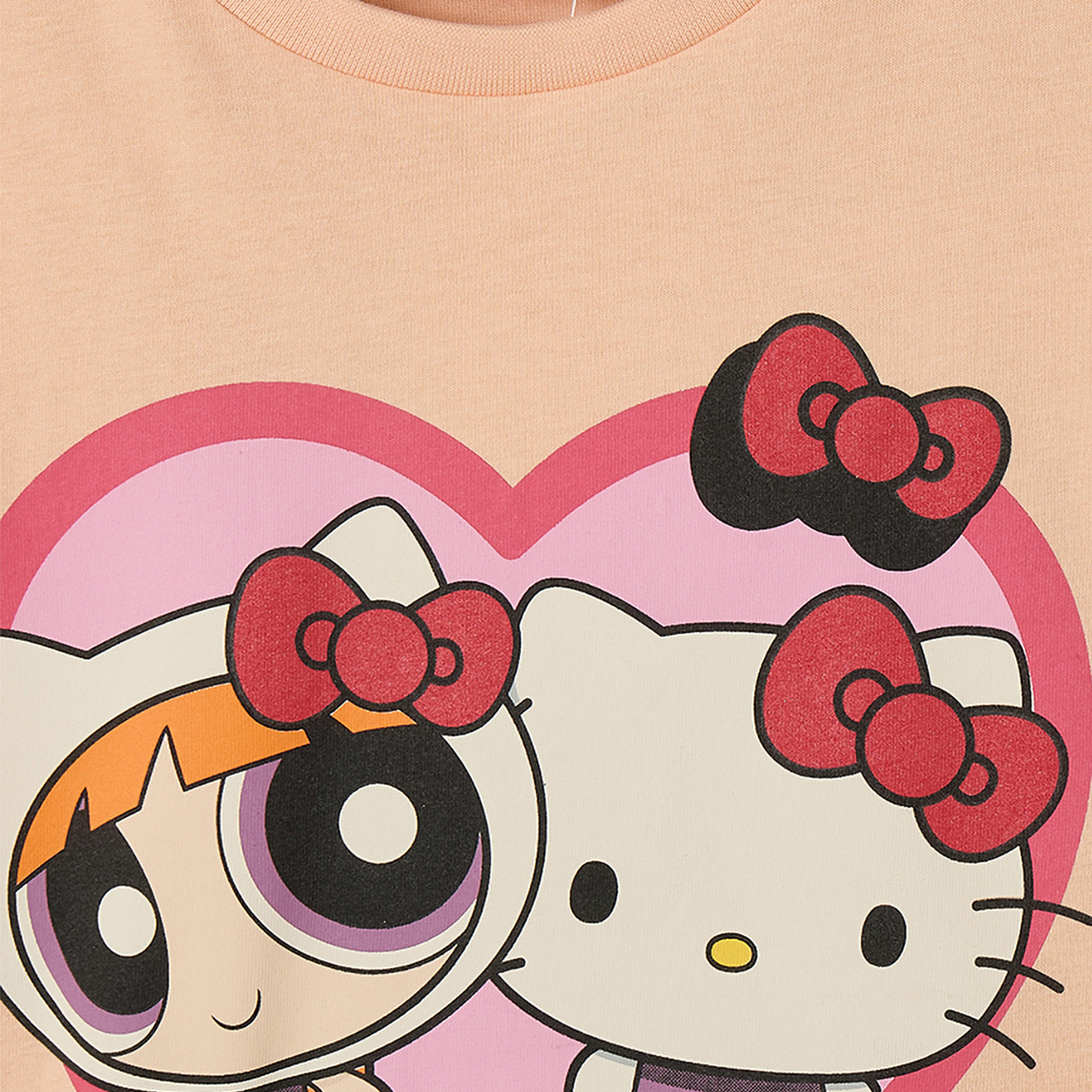 Crew Neck Short Sleeves T-shirt with Powerpuff Girls and Hello Kitty Print-girls-clothing-tshirts-image-4