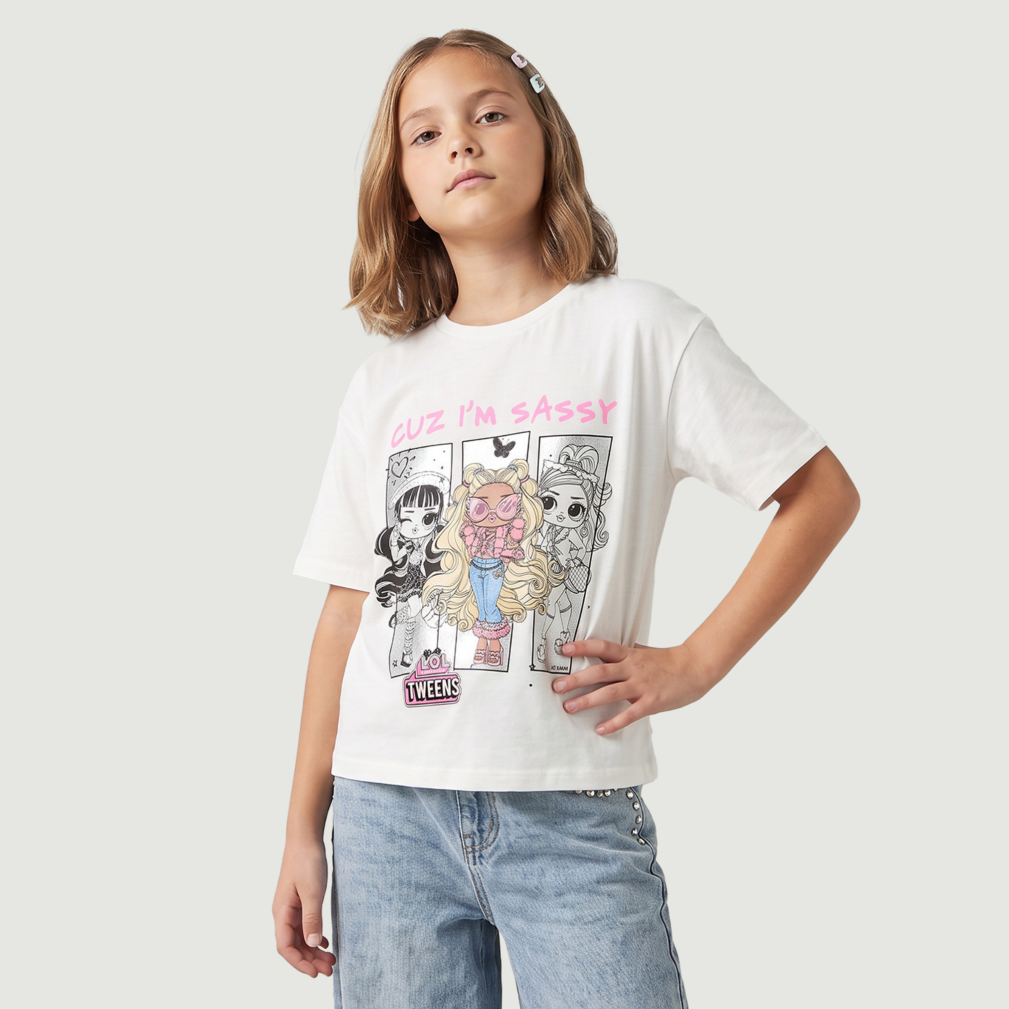 Crew Neck Short Sleeves T-shirt with L.O.L. Surprise! Print-girls-clothing-tshirts-image-1