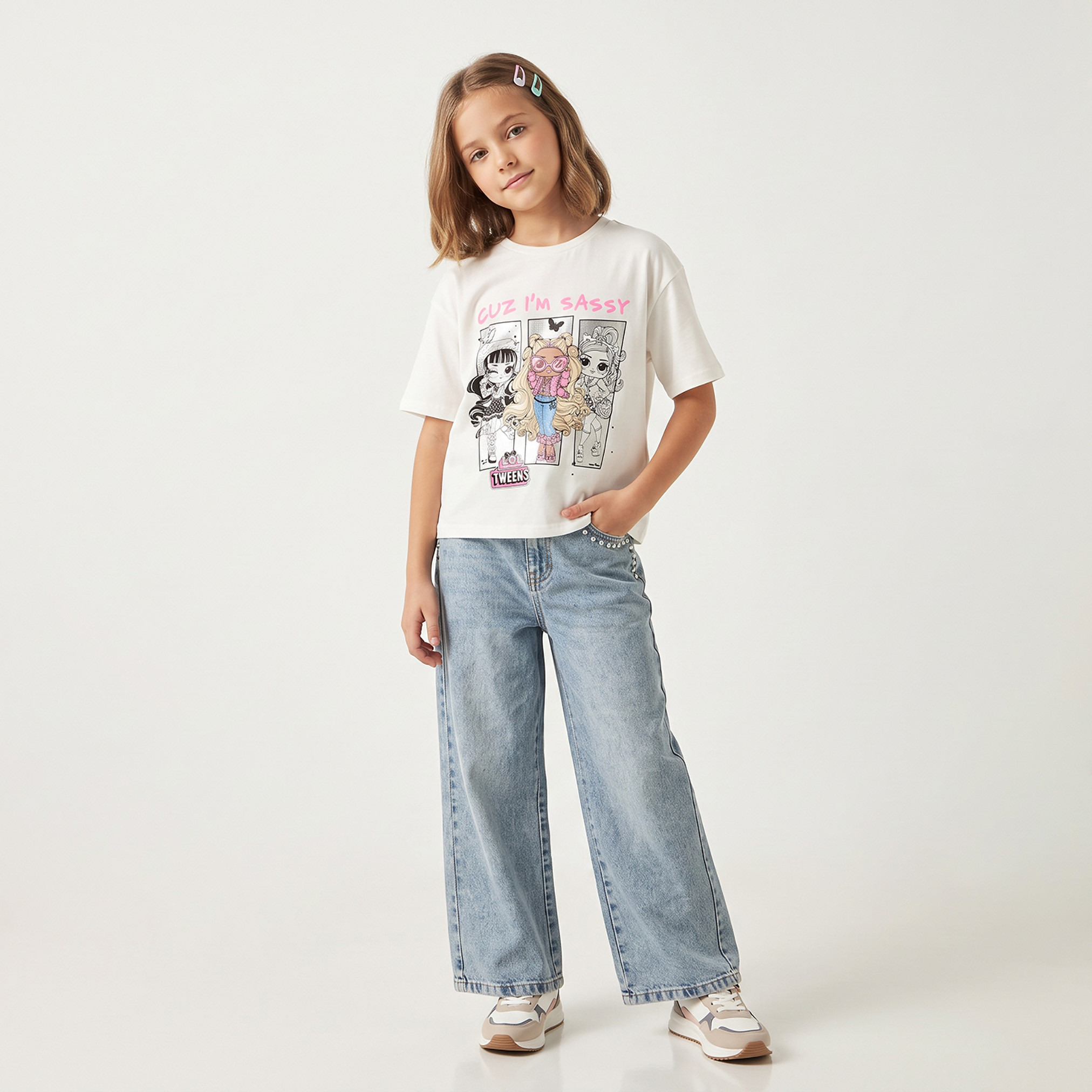 Crew Neck Short Sleeves T-shirt with L.O.L. Surprise! Print-girls-clothing-tshirts-image-2
