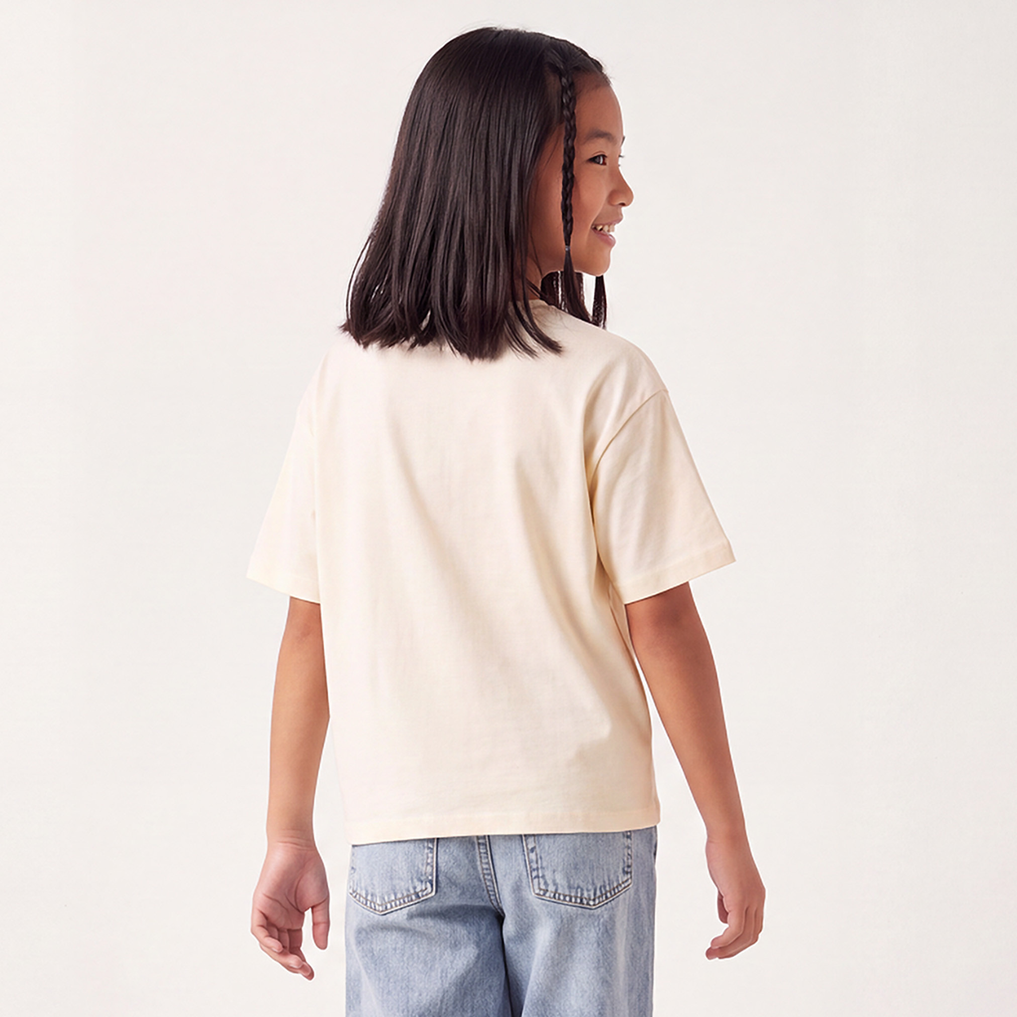 Crew Neck Short Sleeves T-shirt with Snoopy Print-girls-clothing-tshirts-image-3