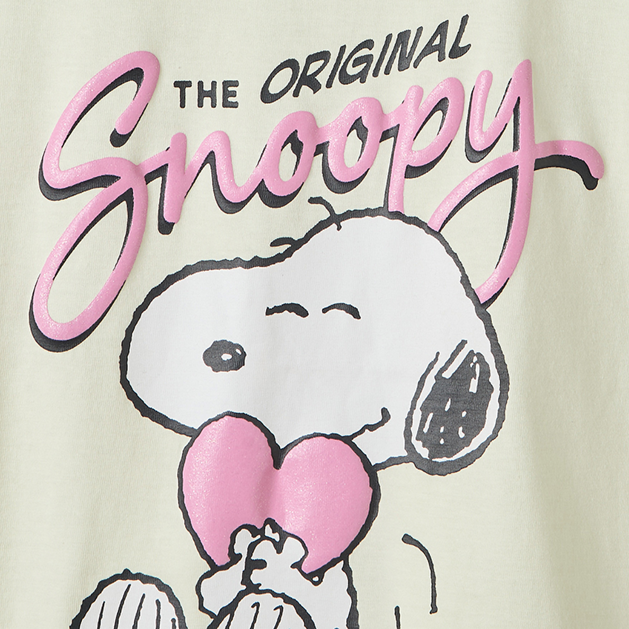Crew Neck Short Sleeves T-shirt with Snoopy Print-girls-clothing-tshirts-image-5