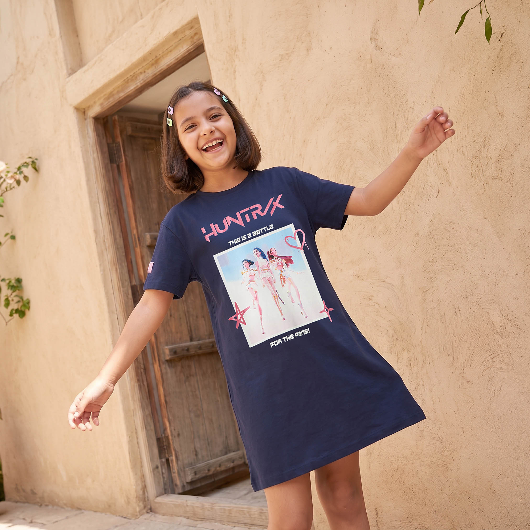 Disney Round Neck Short Sleeves Knee Length Dress with Minnie Mouse Print-girls-clothing-dressesandjumpsuits-image-1