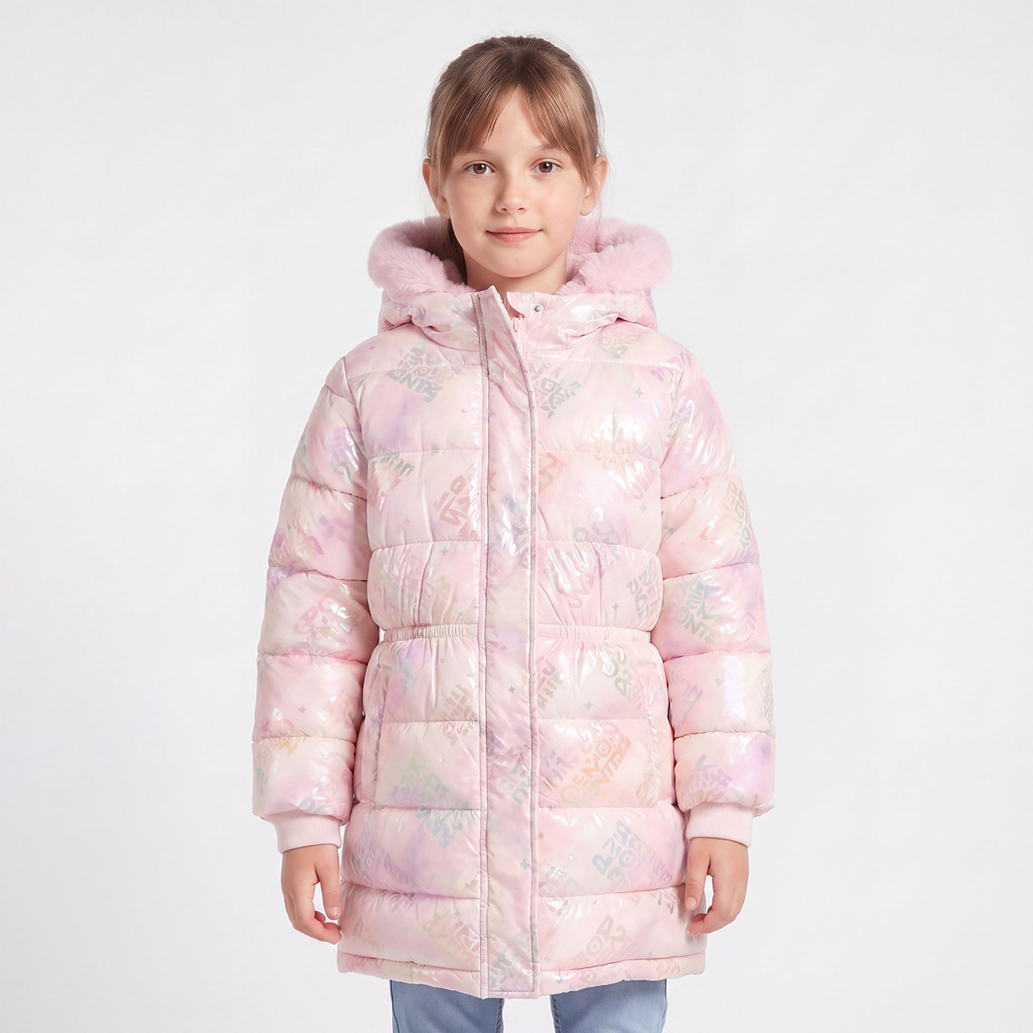 جاكيت منفوخ بقبعة وطبعات صائدي الشياطين في الكيبوب من نتفليكس-girls-clothing-winterwear-jacketsandcoats-image-1