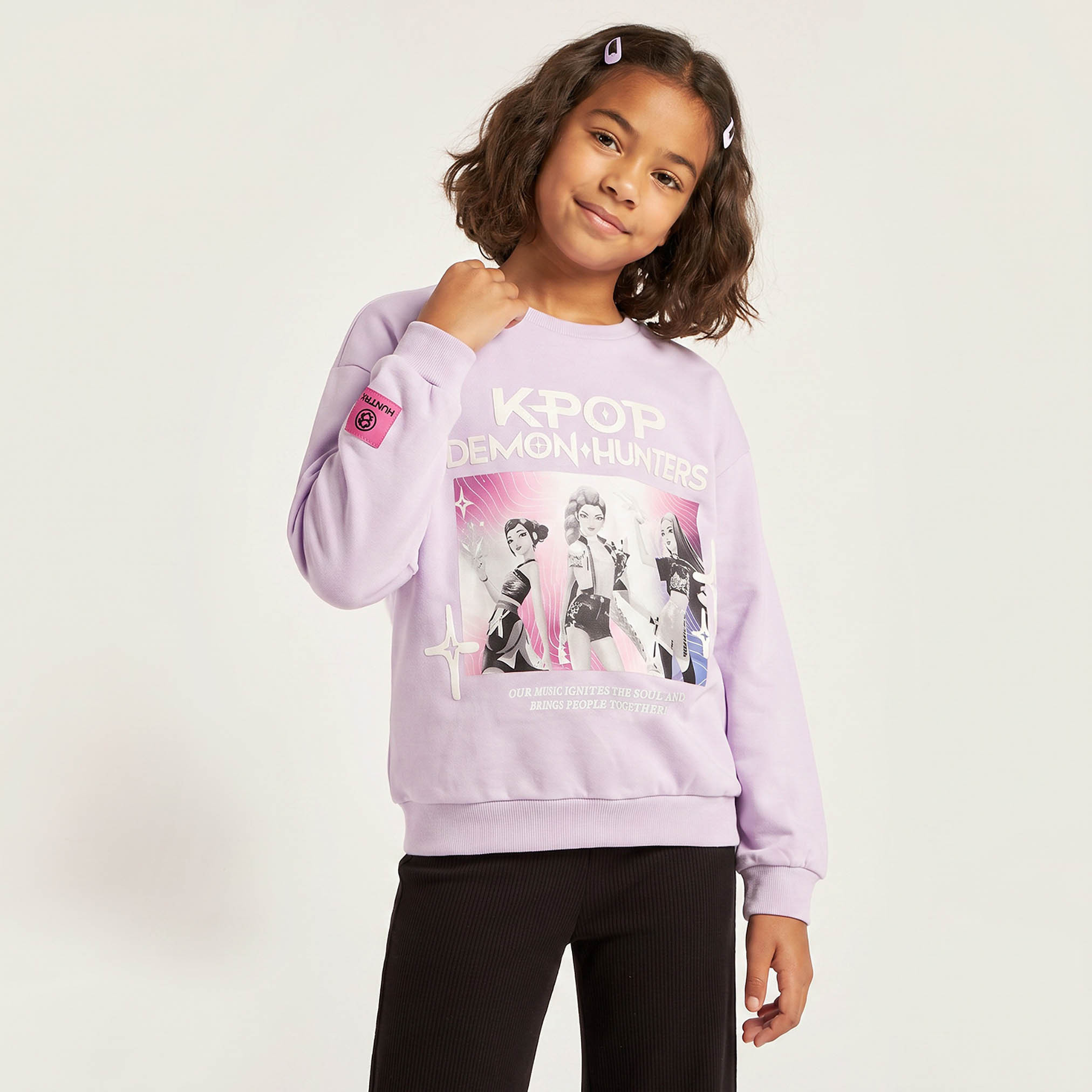Disney KPop Demon Hunters Print Sweatshirt with Long Sleeves-girls-clothing-sweatshirts-image-1