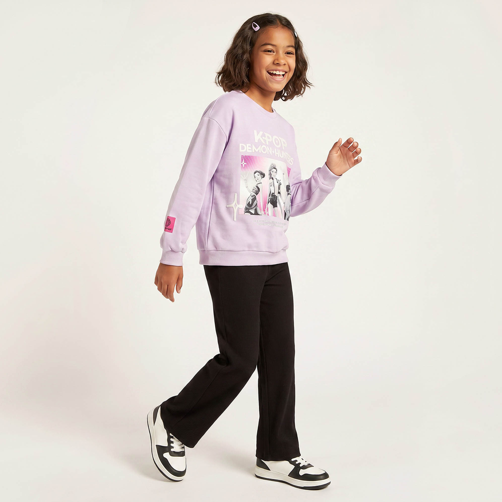 Disney KPop Demon Hunters Print Sweatshirt with Long Sleeves-girls-clothing-sweatshirts-image-5