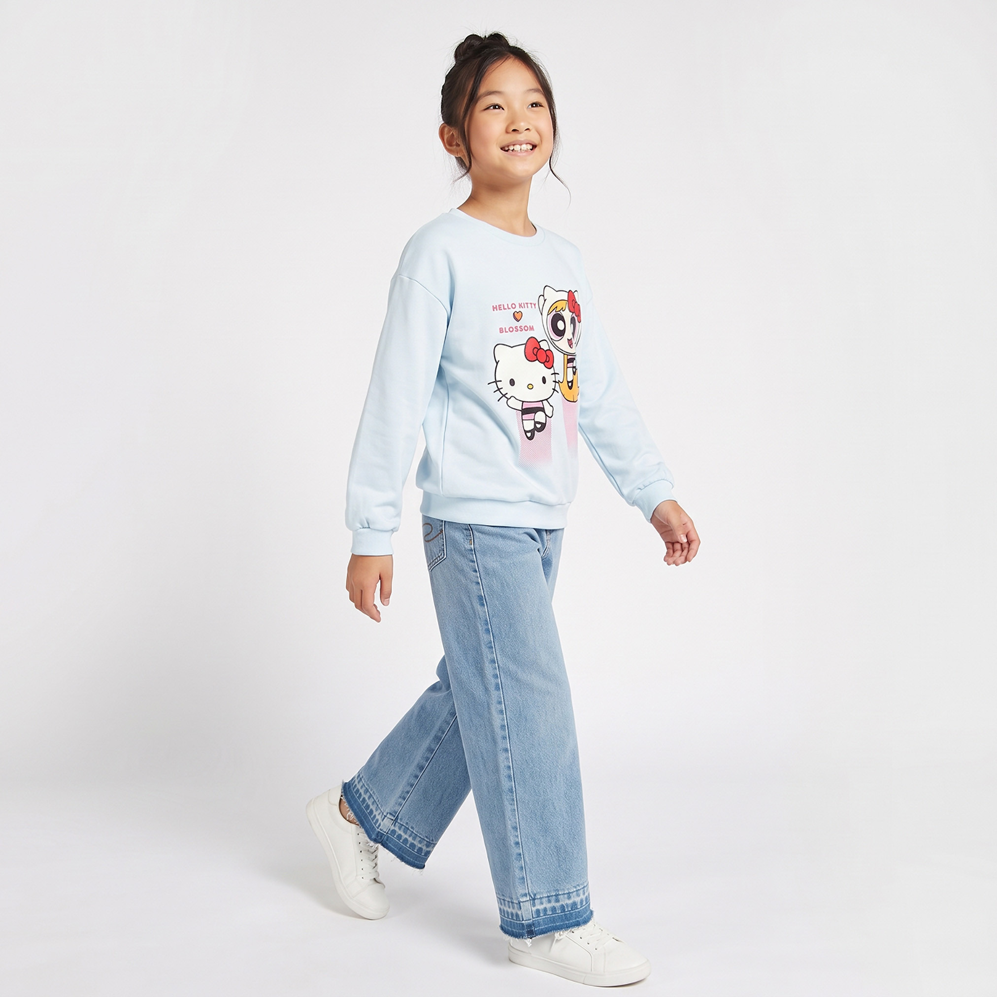 Hello Kitty and Blossom Print Sweatshirt with Long Sleeves-girls-clothing-sweatshirts-image-4