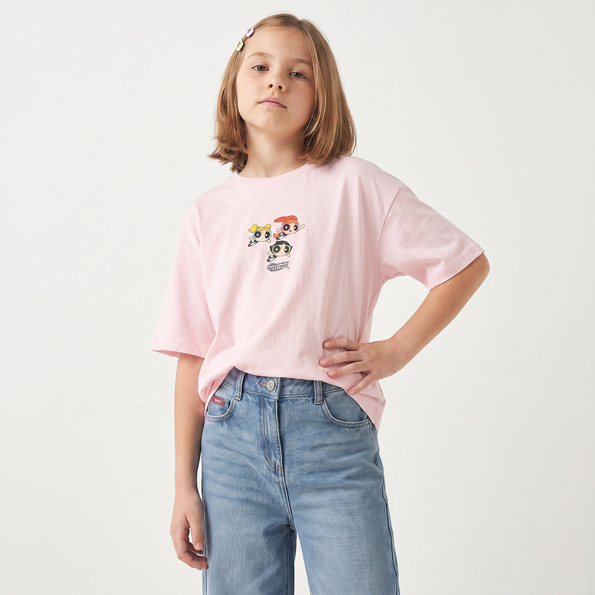 تيشيرت بطبعات فتيات القوة وياقة ضيقة وأكمام قصيرة-girls-clothing-tshirts-image-3