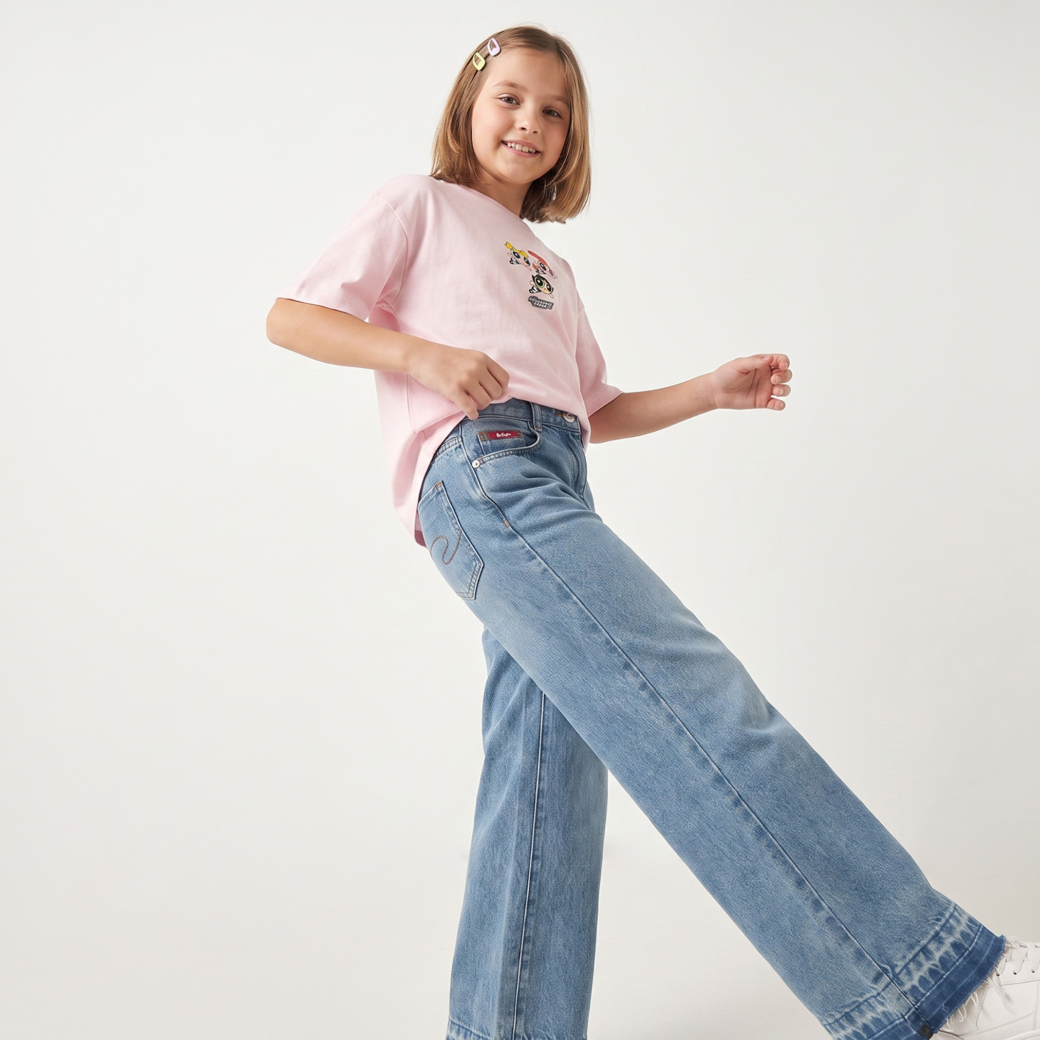 تيشيرت بطبعات فتيات القوة وياقة ضيقة وأكمام قصيرة-girls-clothing-tshirts-image-4
