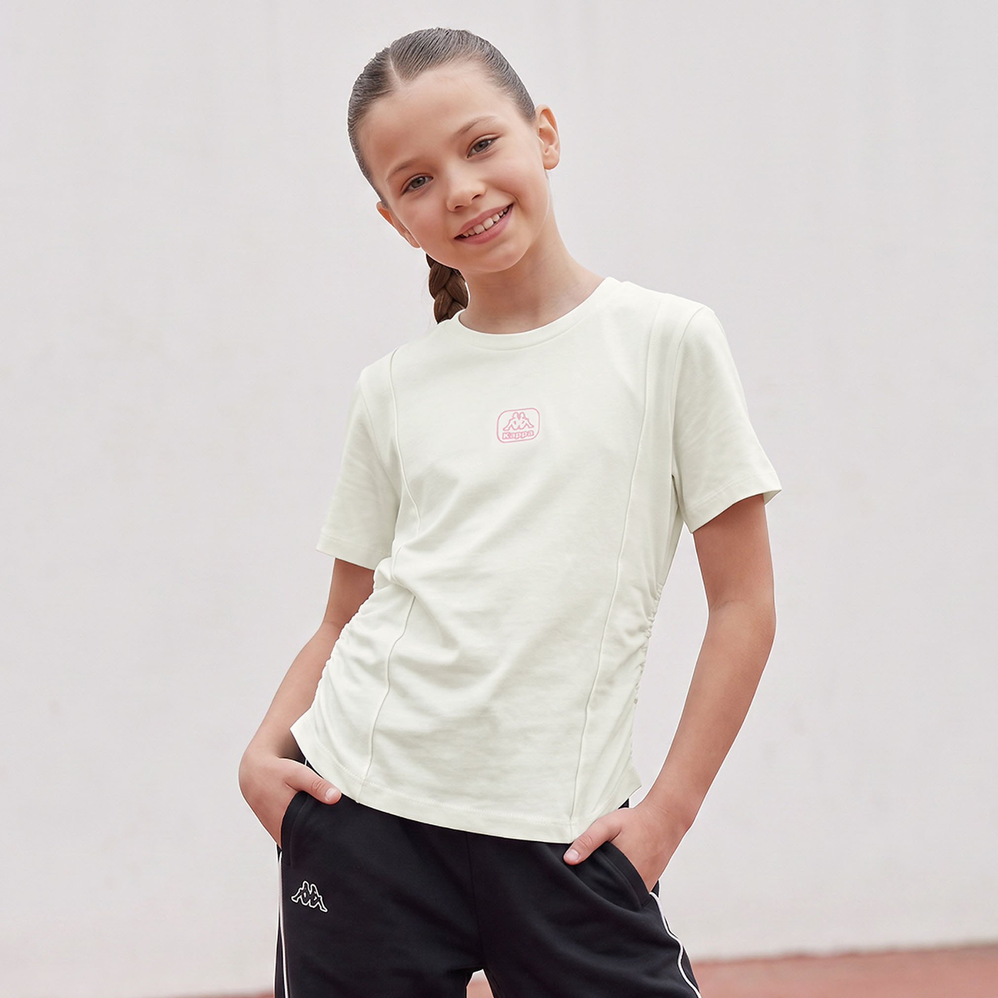 تيشيرت بياقة ضيقة وأكمام قصيرة وكسرات من كابا-girls-clothing-tshirts-image-1