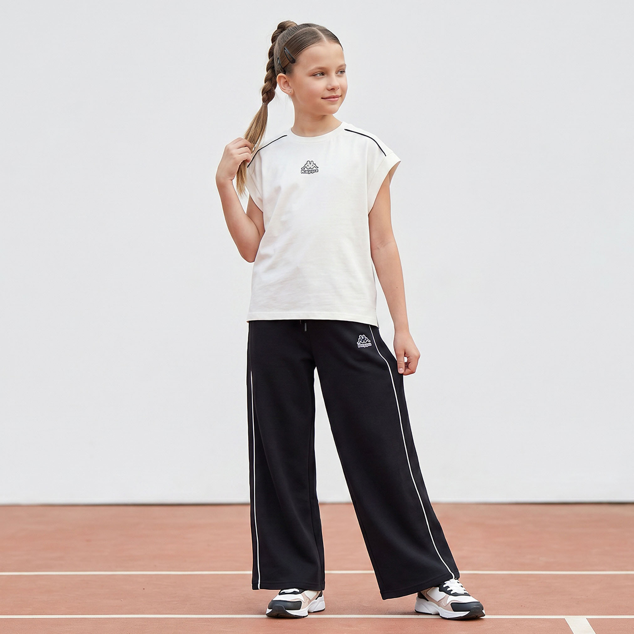 Kappa Crew Neck Cap Sleeves T-shirt with Logo Print-girls-clothing-tshirts-image-2