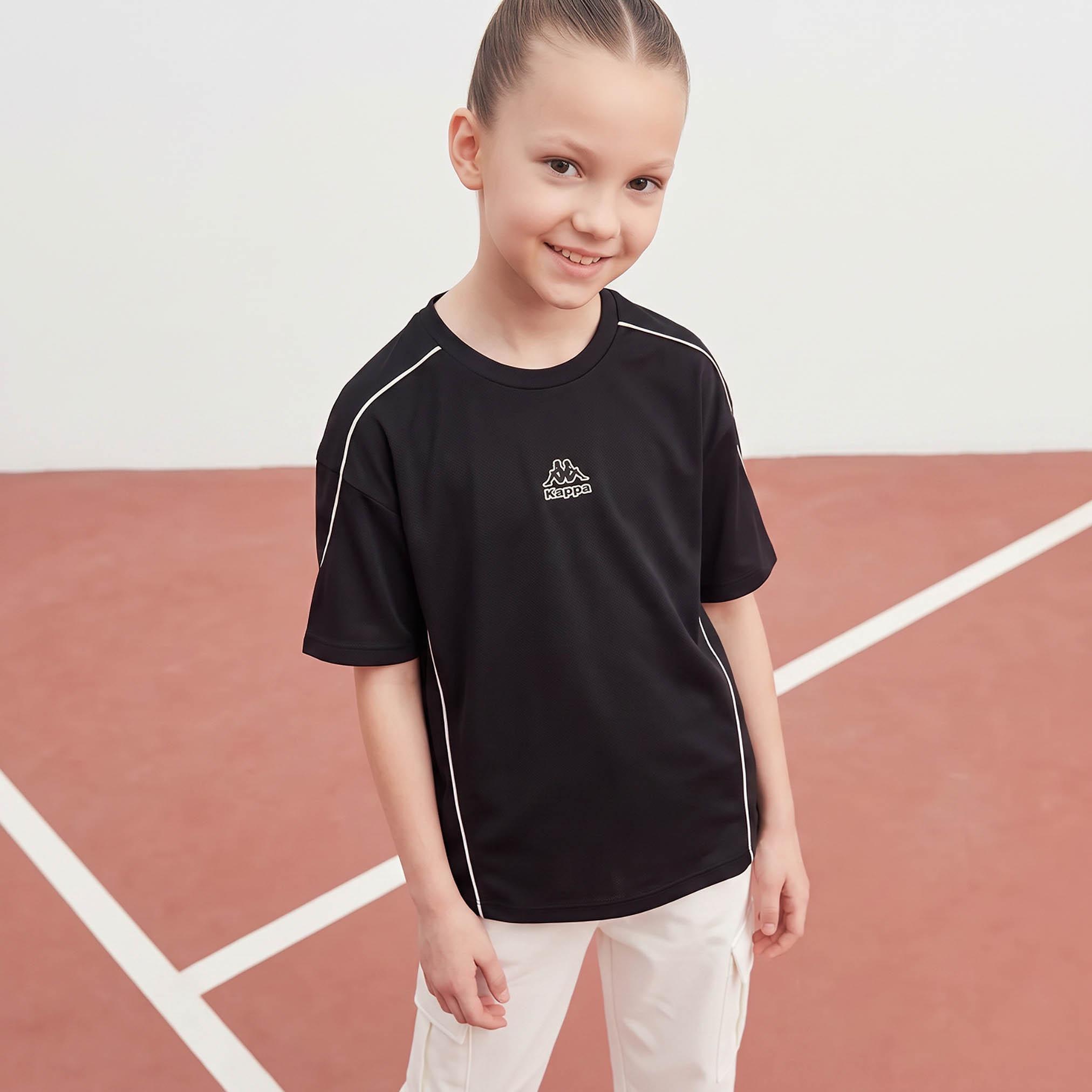 Kappa Crew Neck Short Sleeves T-shirt with Logo Print-girls-clothing-tshirts-image-1