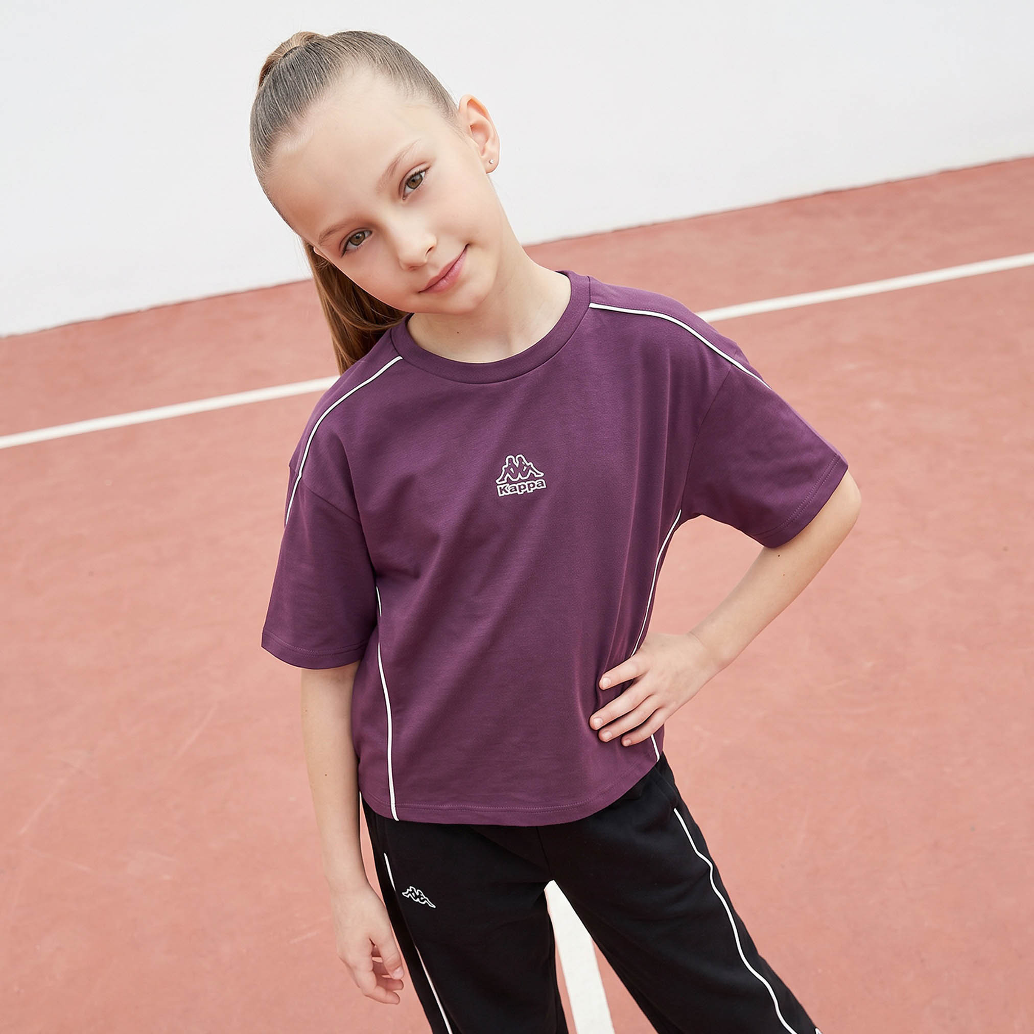 Kappa Crew Neck Short Sleeves T-shirt with Logo Print-girls-clothing-tshirts-image-1