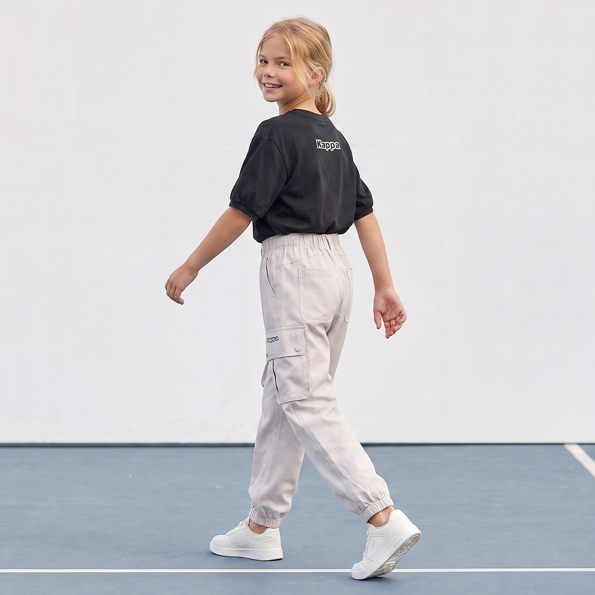 Kappa Cargo Joggers with Pockets, Elasticated Waistband-girls-clothing-bottoms-joggersandtrackpants-image-3