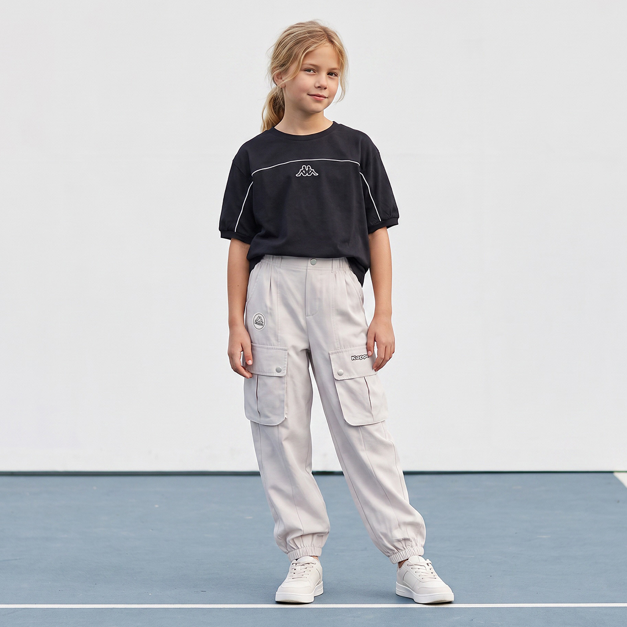 Kappa Cargo Joggers with Pockets, Elasticated Waistband-girls-clothing-bottoms-joggersandtrackpants-image-7