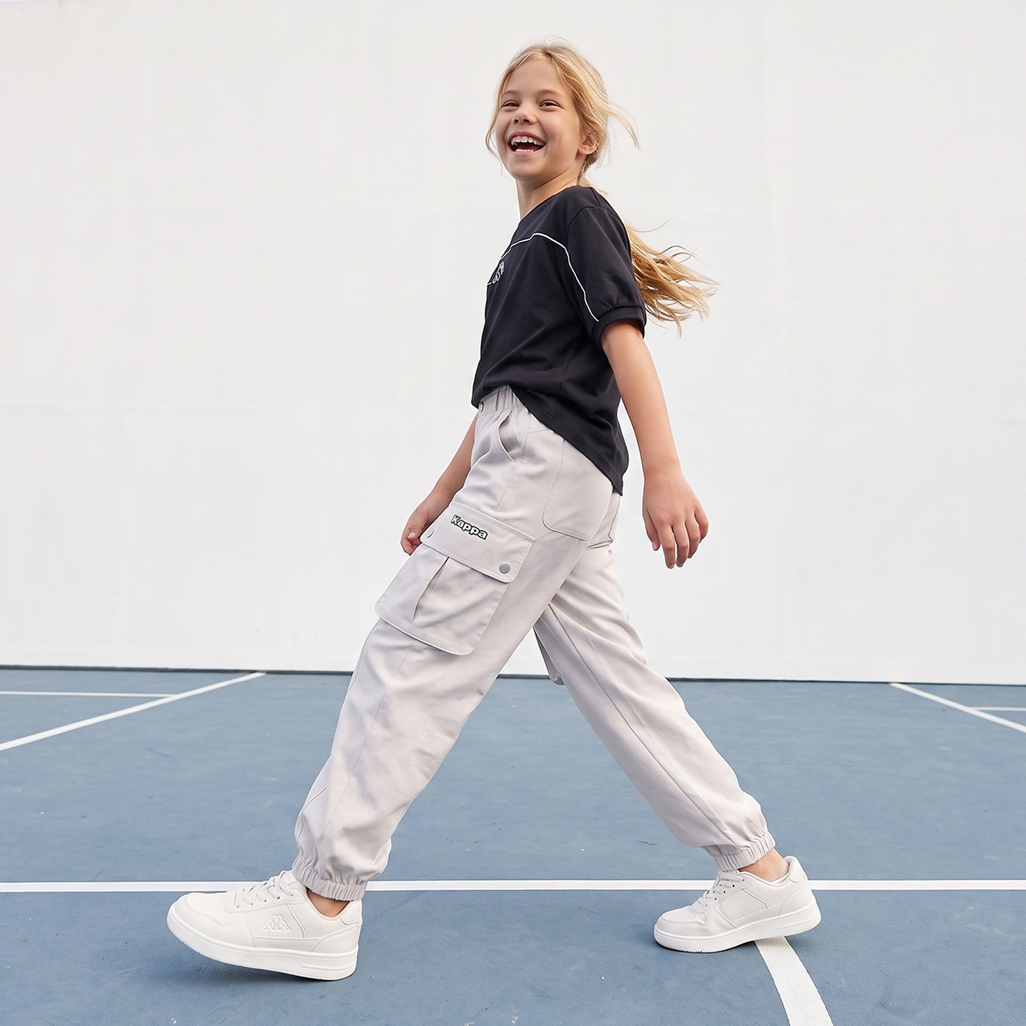Kappa Cargo Joggers with Pockets, Elasticated Waistband-girls-clothing-bottoms-joggersandtrackpants-image-8
