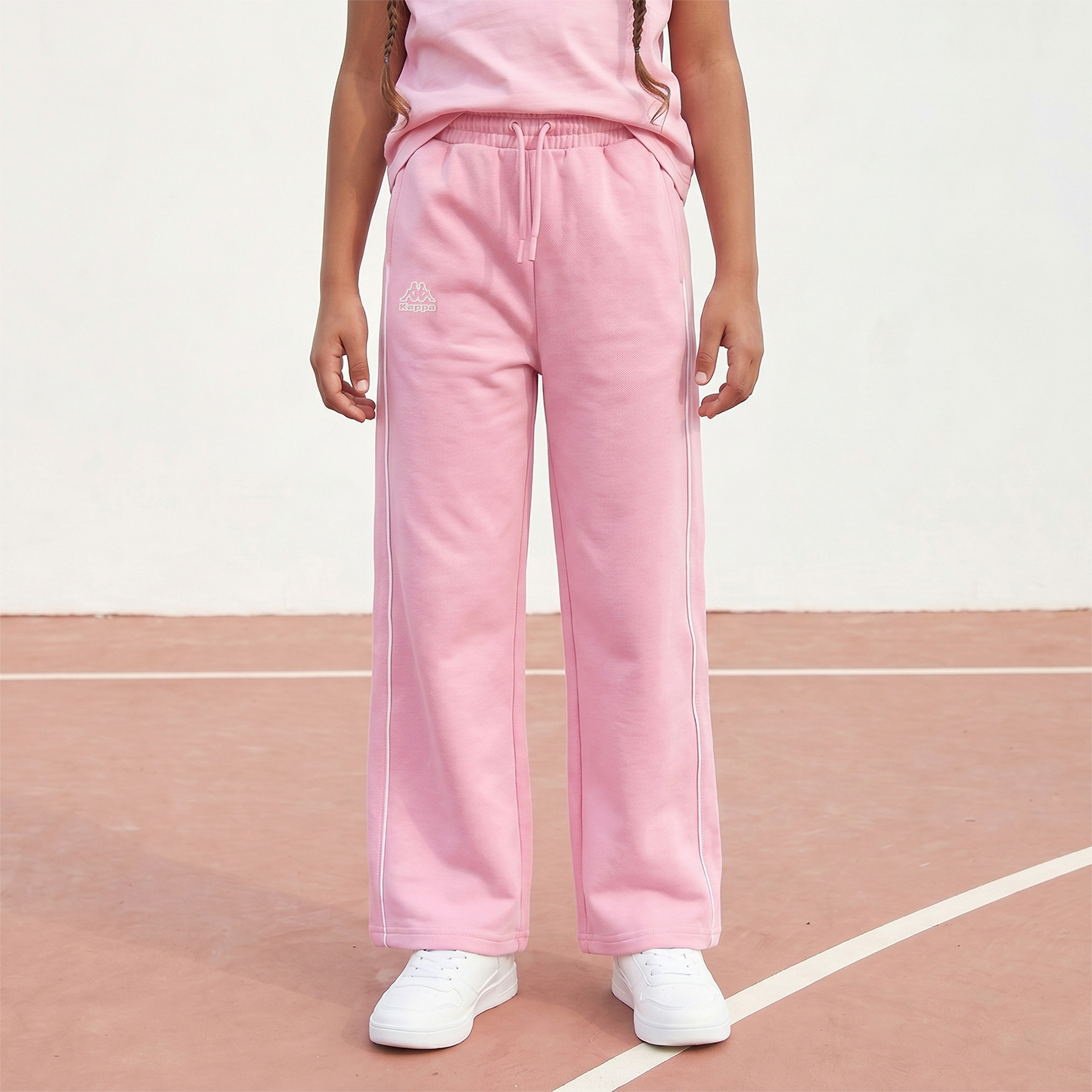 Kappa Elasticated Drawstring Waist Track Pants with Side Stripes-girls-clothing-bottoms-joggersandtrackpants-image-1