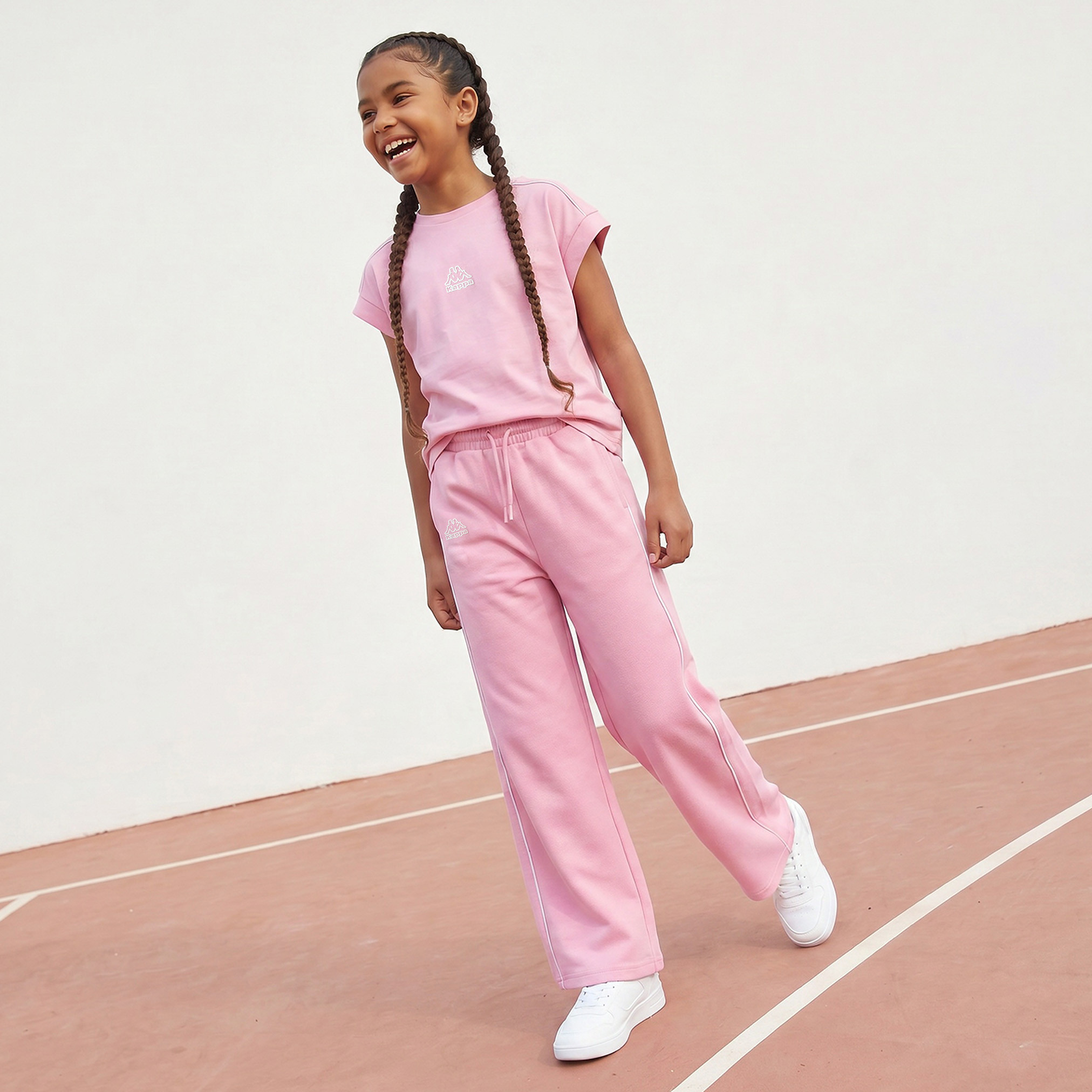 Kappa Elasticated Drawstring Waist Track Pants with Side Stripes-girls-clothing-bottoms-joggersandtrackpants-image-5