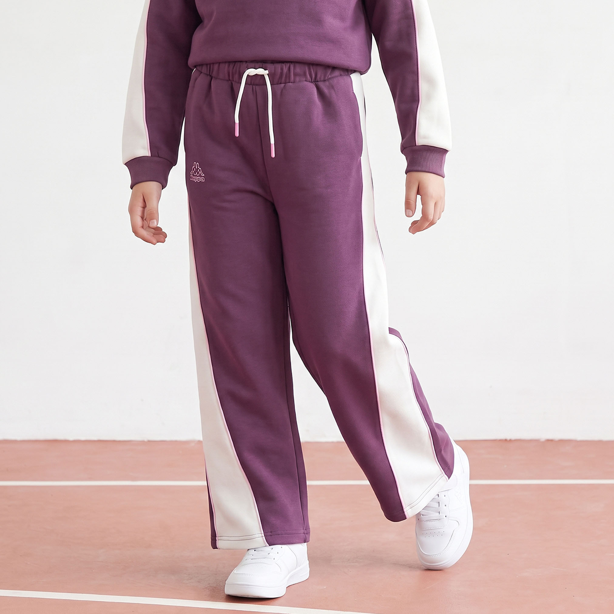 بنطلون رياضي بخصر مطاطي ورباط بتصميم ألواح من كابا-girls-clothing-bottoms-joggersandtrackpants-image-1