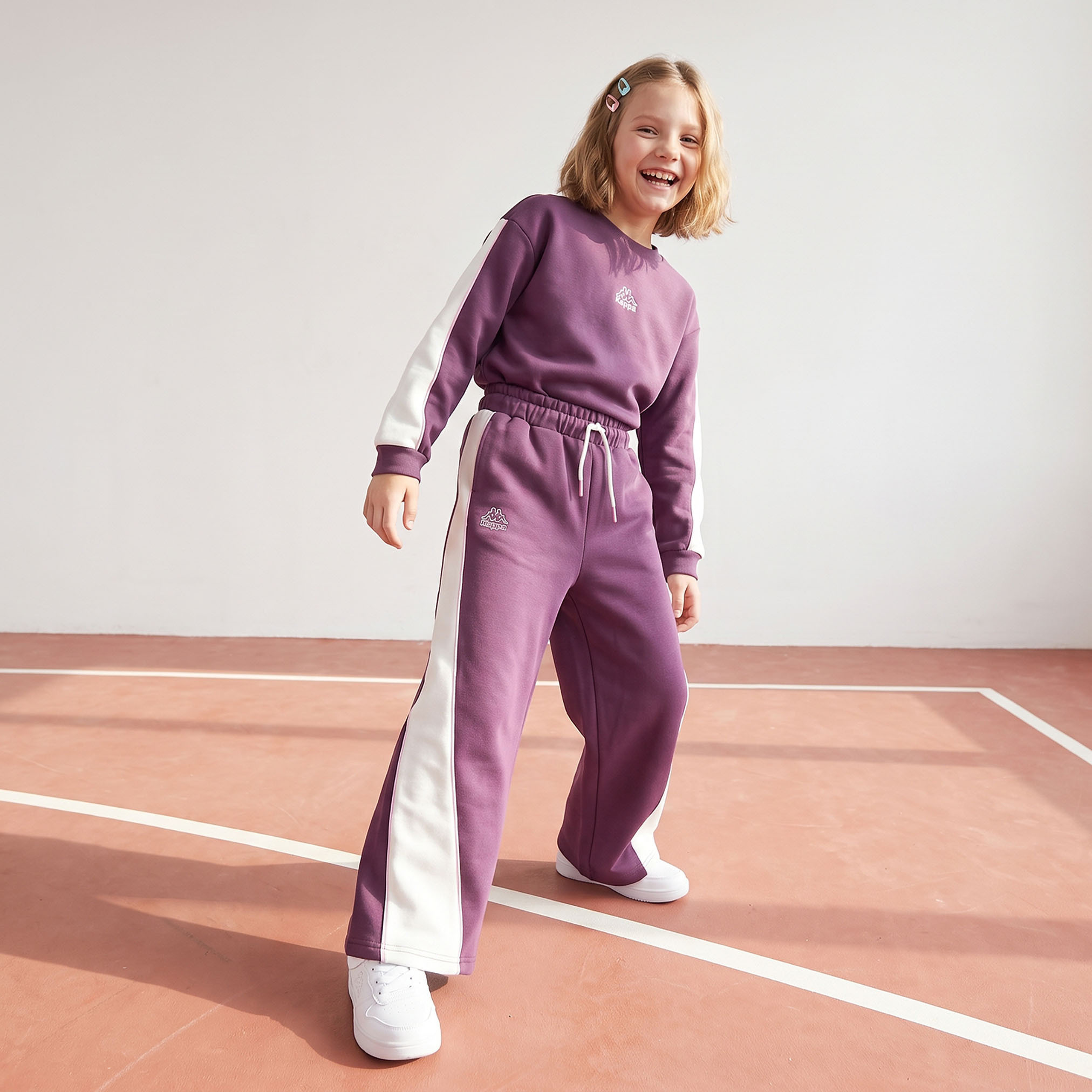 بنطلون رياضي بخصر مطاطي ورباط بتصميم ألواح من كابا-girls-clothing-bottoms-joggersandtrackpants-image-2