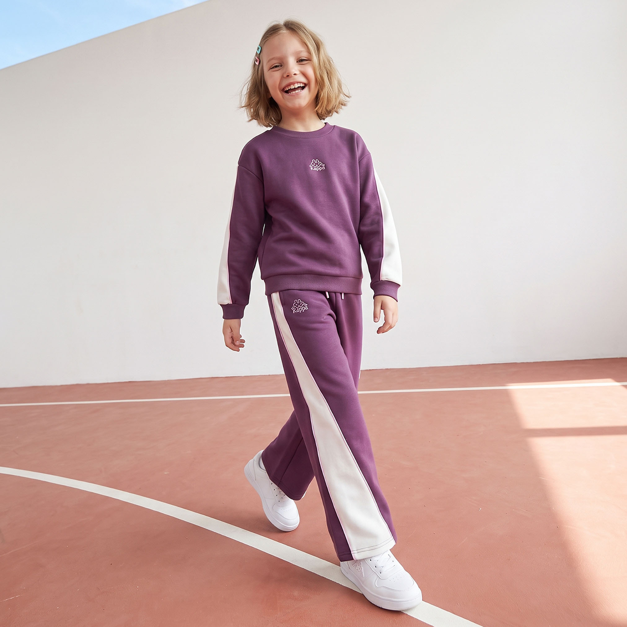 بنطلون رياضي بخصر مطاطي ورباط بتصميم ألواح من كابا-girls-clothing-bottoms-joggersandtrackpants-image-4