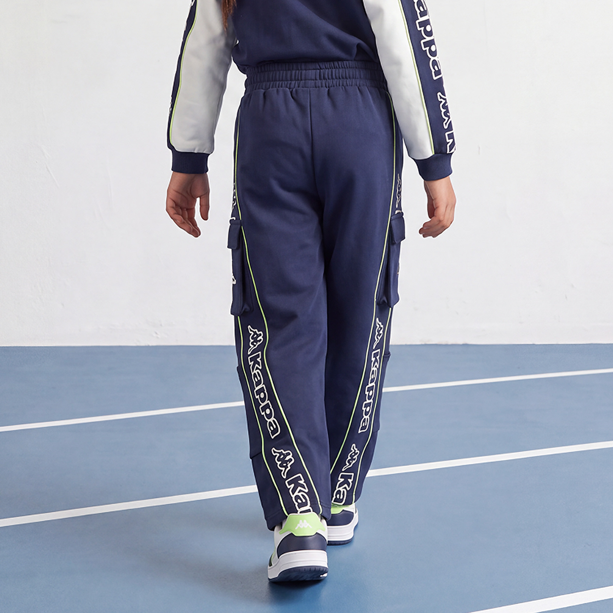 Kappa Elasticated Drawstring Waist Joggers with Logo Print-girls-clothing-bottoms-joggersandtrackpants-image-2