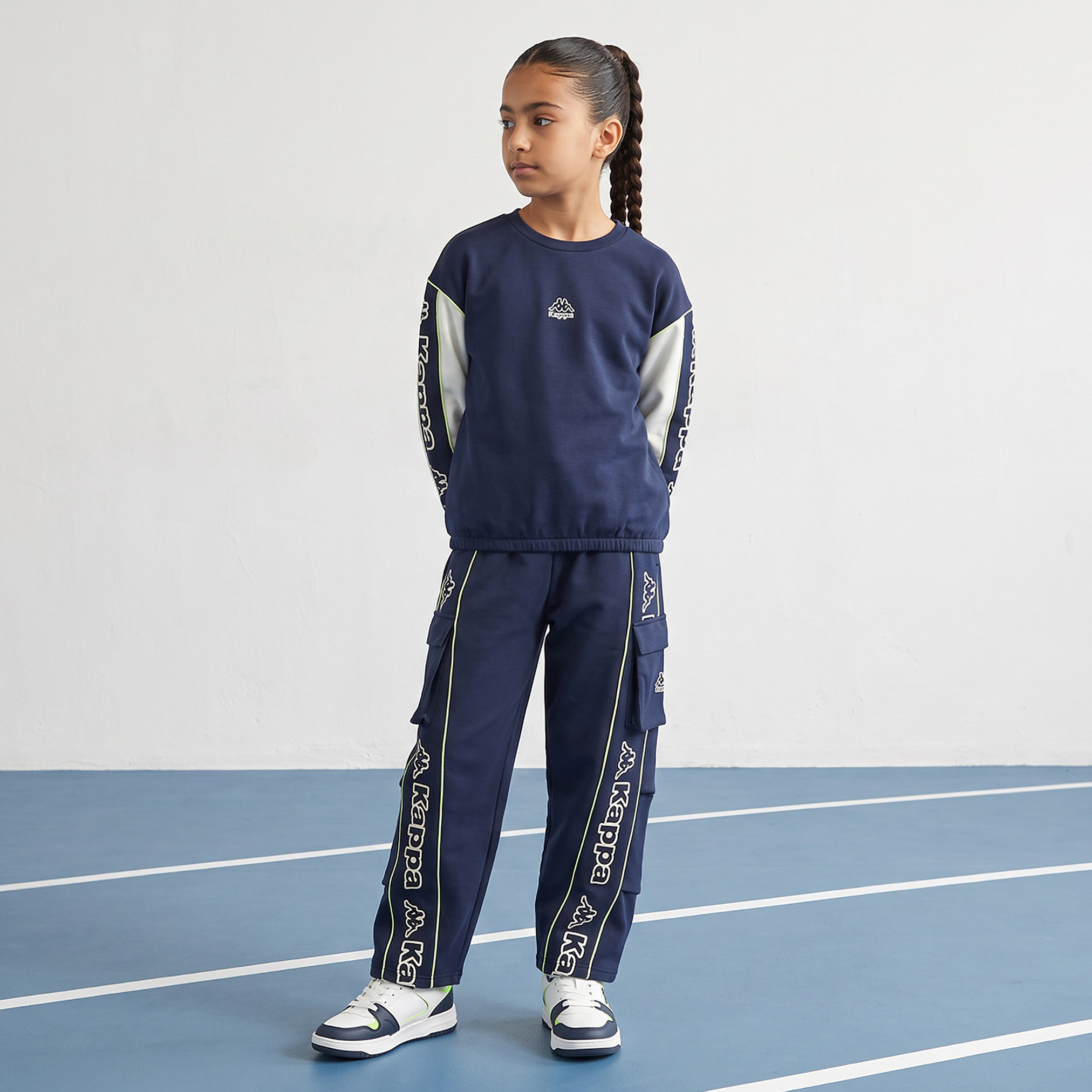 Kappa Elasticated Drawstring Waist Joggers with Logo Print-girls-clothing-bottoms-joggersandtrackpants-image-3