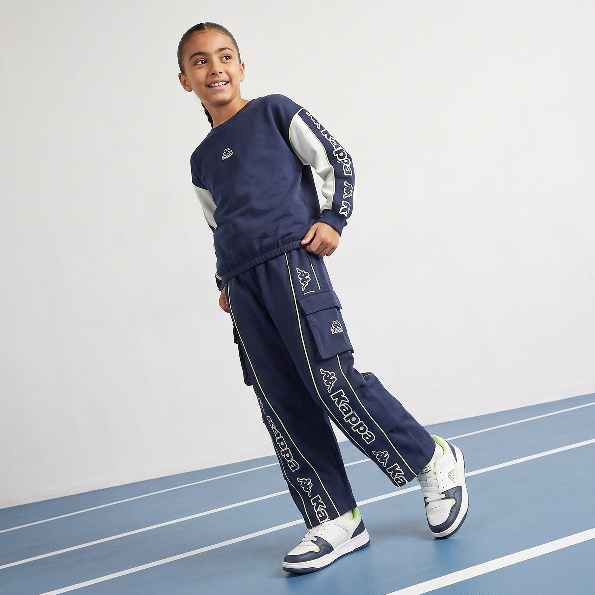 Kappa Elasticated Drawstring Waist Joggers with Logo Print-girls-clothing-bottoms-joggersandtrackpants-image-5