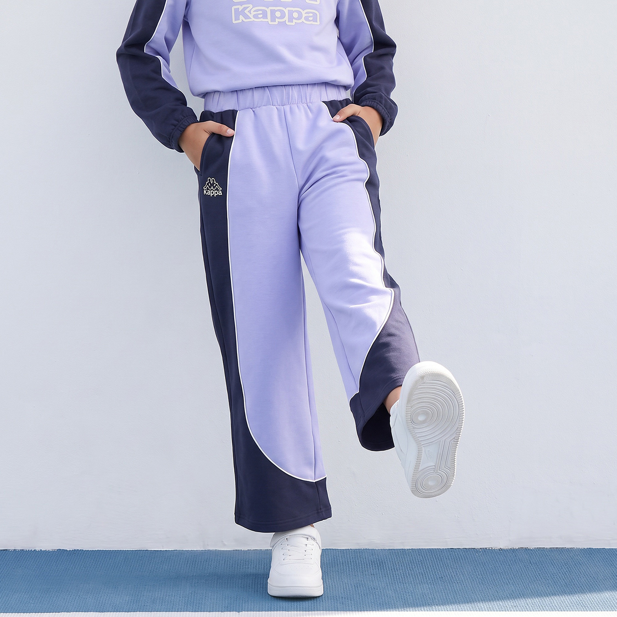 Kappa Elasticated Drawstring Waist Pants with Colourblock Design-girls-clothing-bottoms-joggersandtrackpants-image-1