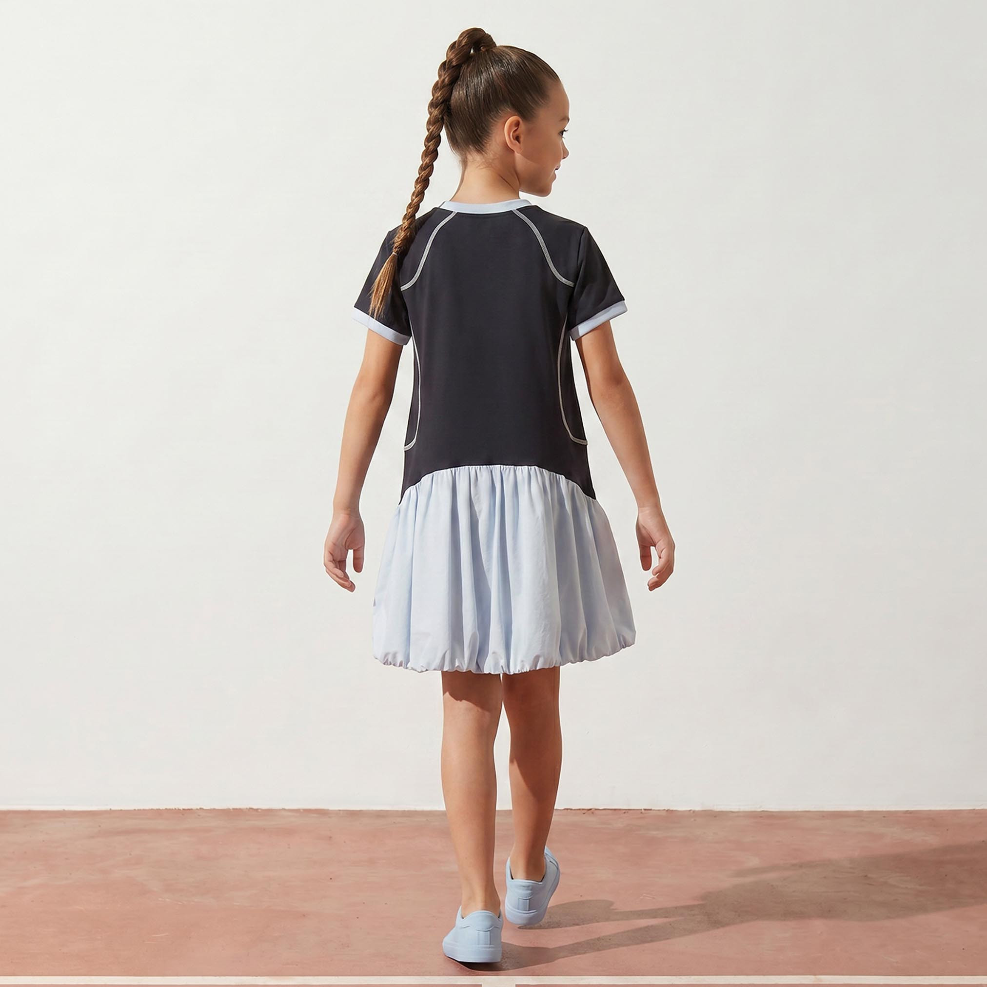 فستان قصير الأكمام بياقة دائرية يصل إلى الركبة بحافة واسعة من كابا-girls-clothing-dressesandjumpsuits-image-2