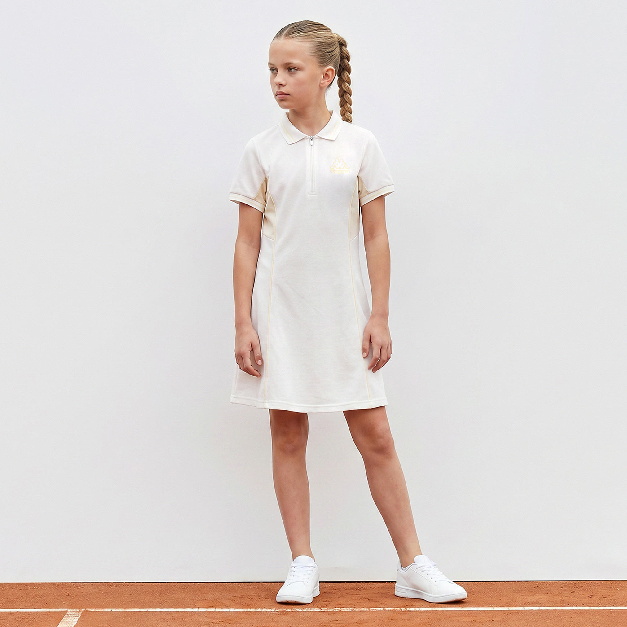فستان طول الركبة بياقة وأكمام قصيرة وطبعات شعار من كابا-girls-clothing-dressesandjumpsuits-image-1