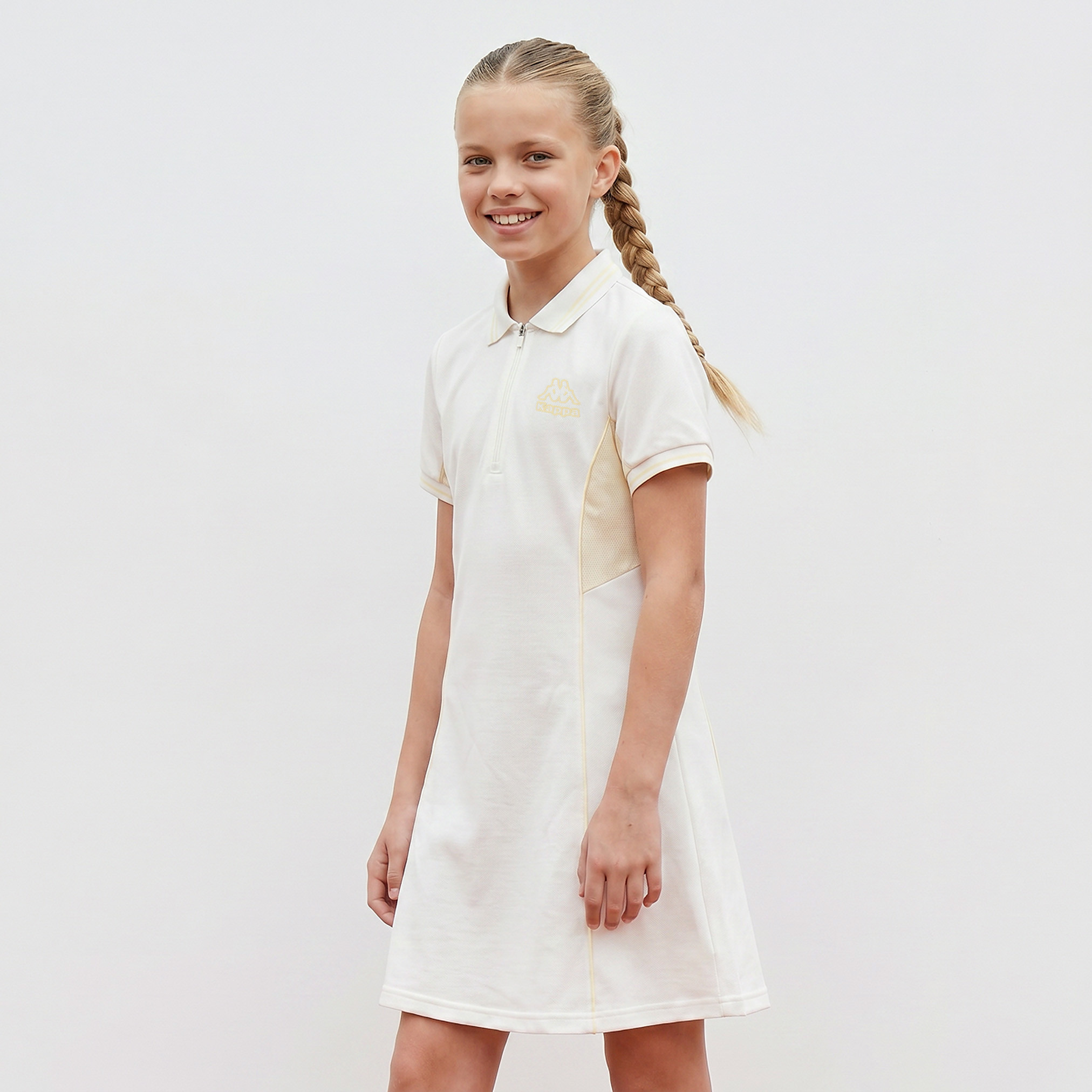 فستان طول الركبة بياقة وأكمام قصيرة وطبعات شعار من كابا-girls-clothing-dressesandjumpsuits-image-5