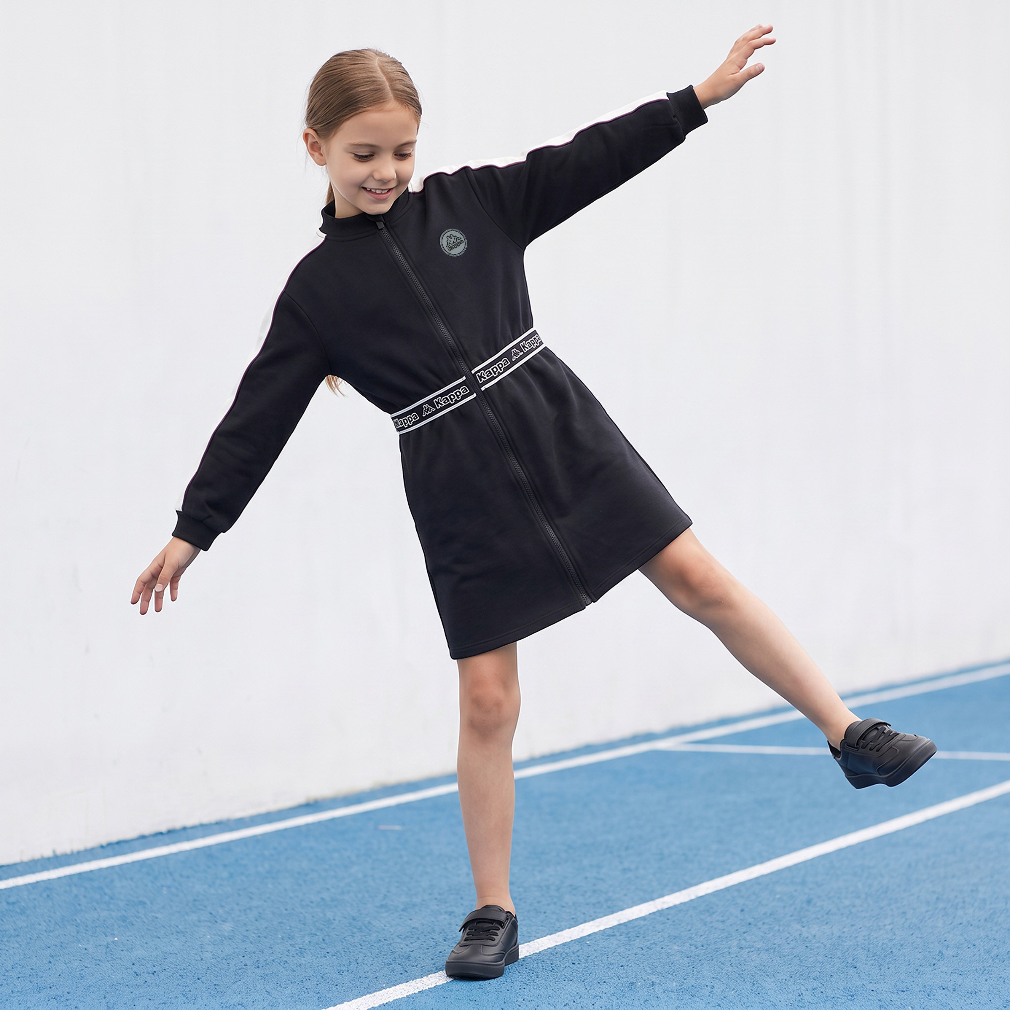 Kappa High Neck Long Sleeves Knee Length A-line Dress with Logo Print-girls-clothing-dressesandjumpsuits-image-4