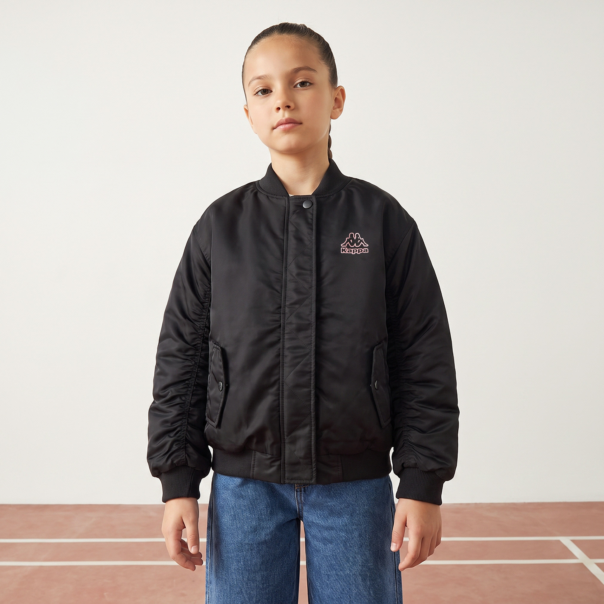 Kappa Logo Detail Jacket with Zip Closure-girls-clothing-winterwear-jacketsandcoats-image-1