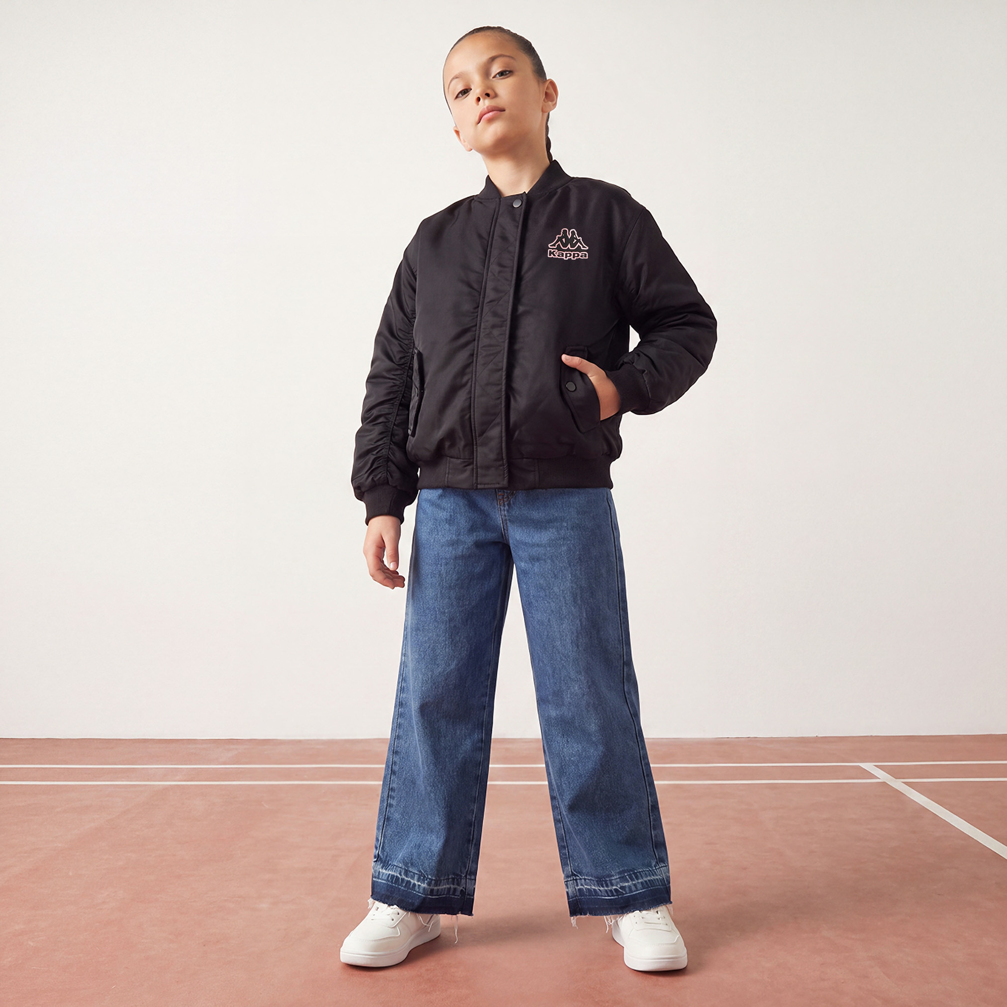 Kappa Logo Detail Jacket with Zip Closure-girls-clothing-winterwear-jacketsandcoats-image-2