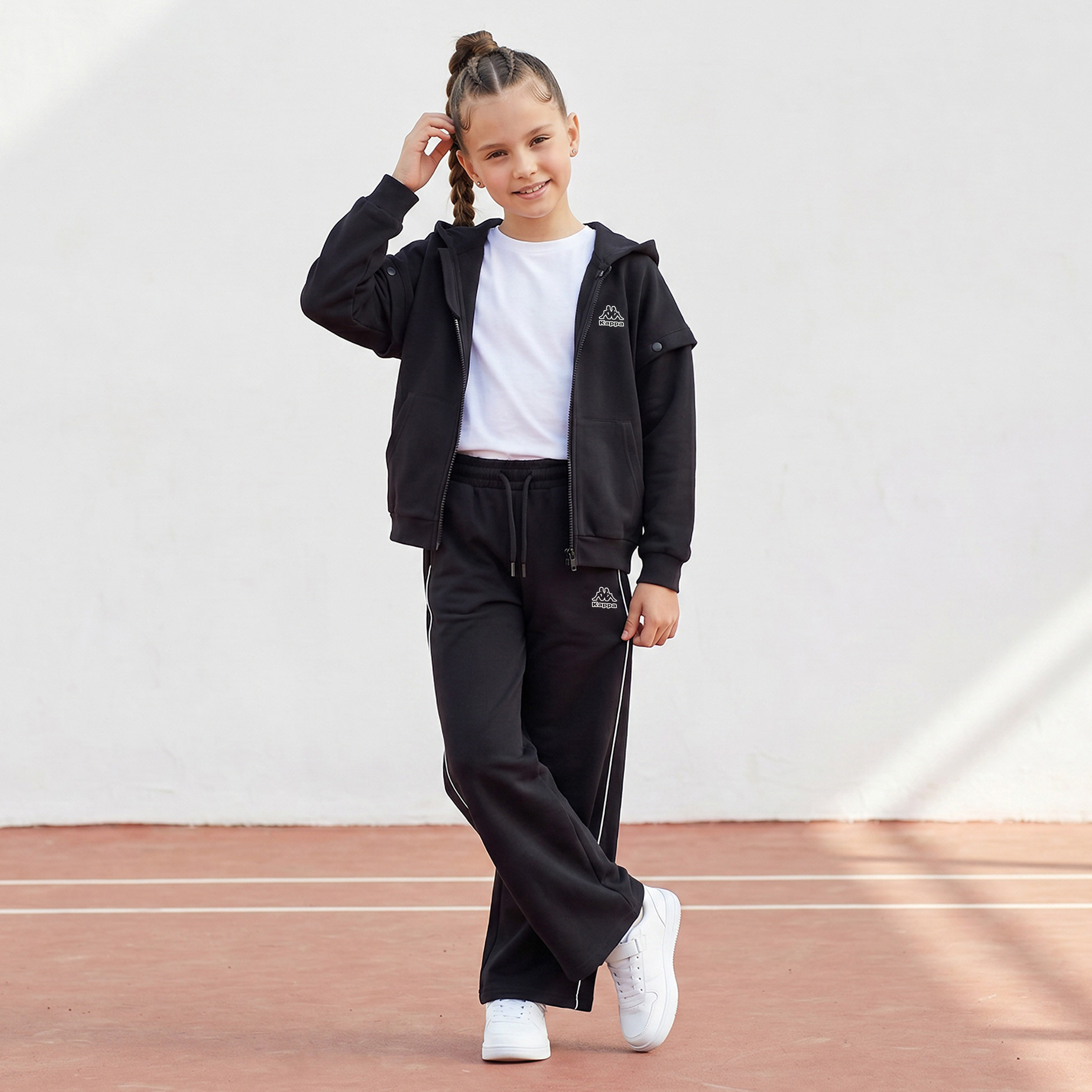 Kappa Logo Print Hooded Sweatshirt with Detachable Sleeves-girls-clothing-sweatshirts-image-2