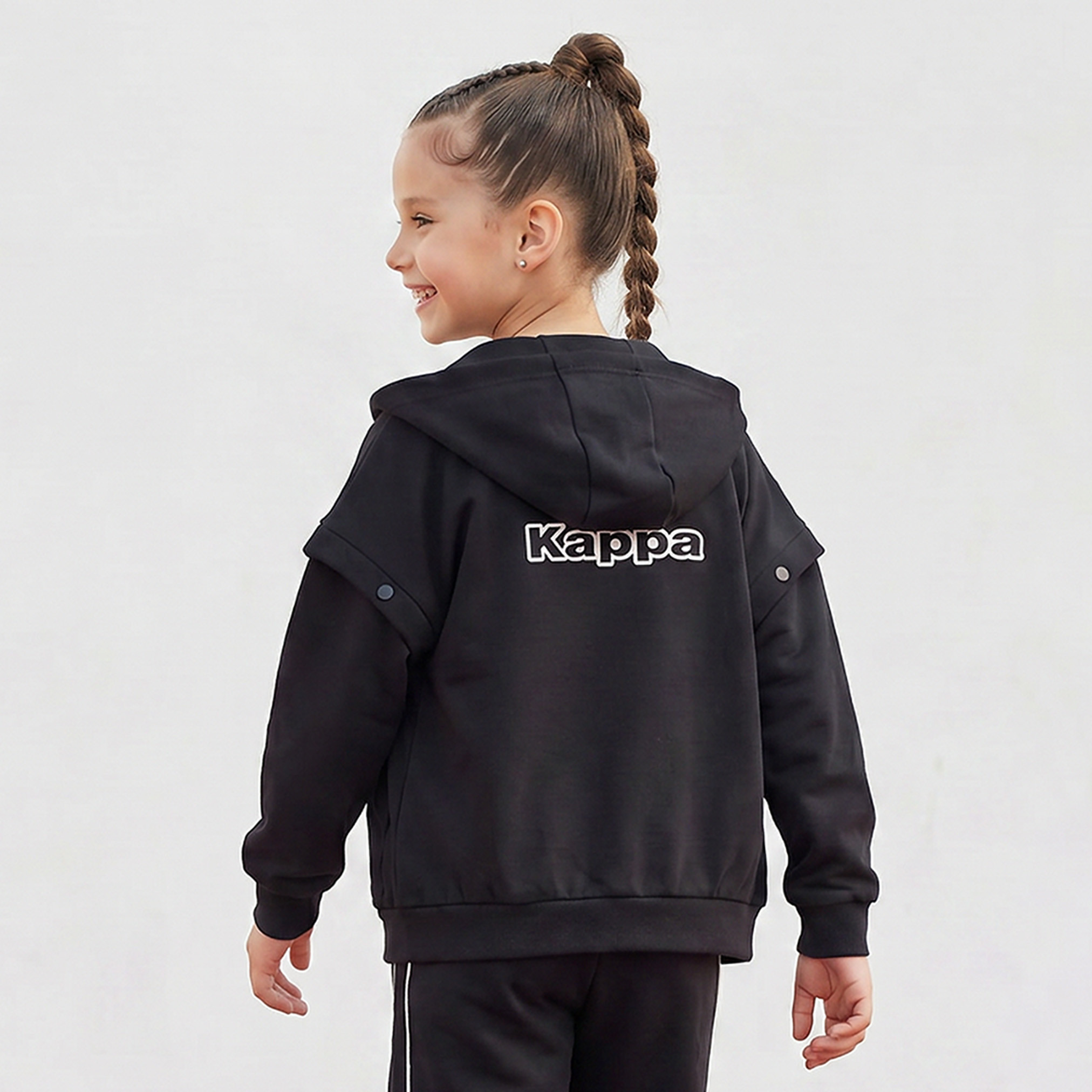 Kappa Logo Print Hooded Sweatshirt with Detachable Sleeves-girls-clothing-sweatshirts-image-3