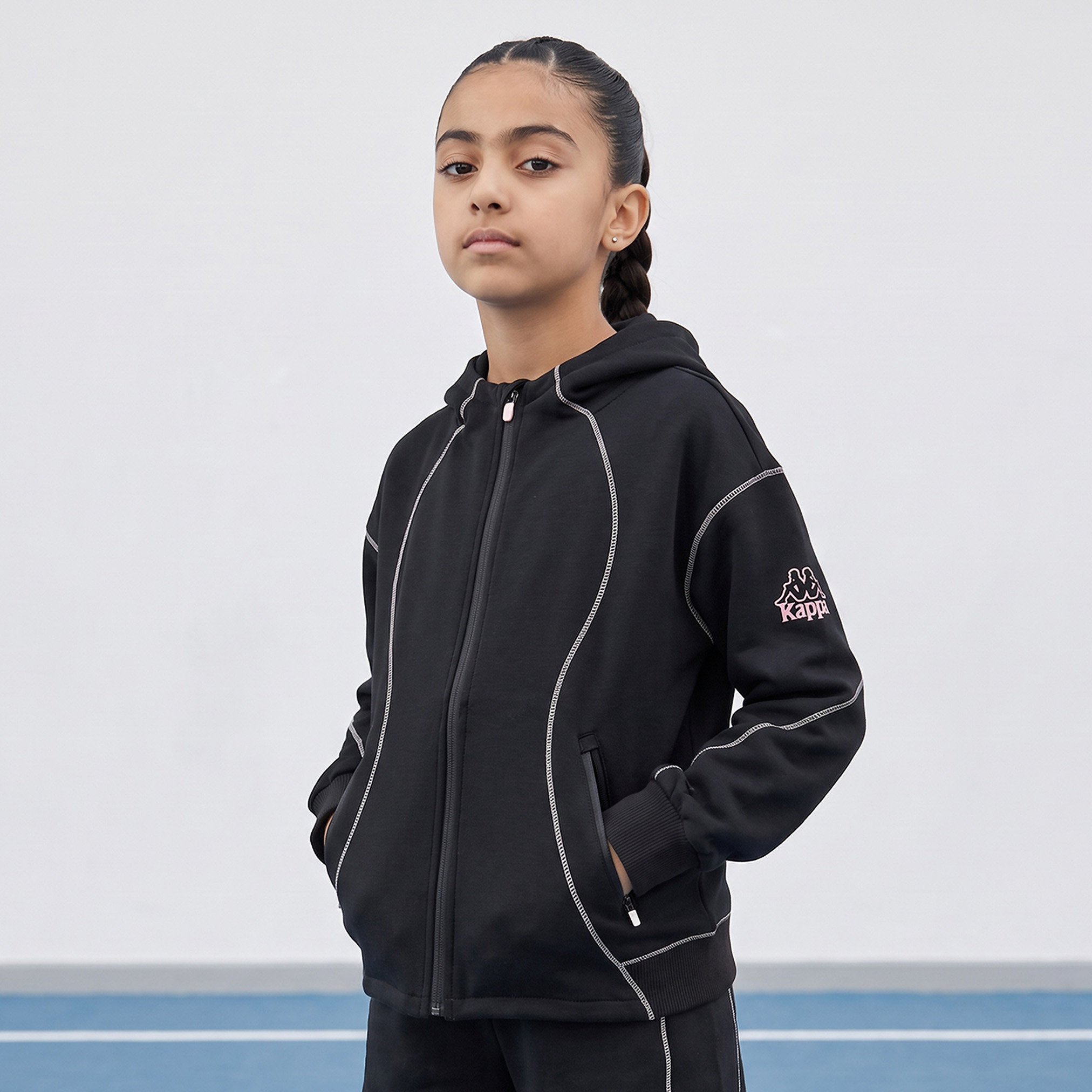 هودي بسحاب كامل وطبعات شعار وأكمام طويلة من كابا-girls-clothing-sweatshirts-image-1