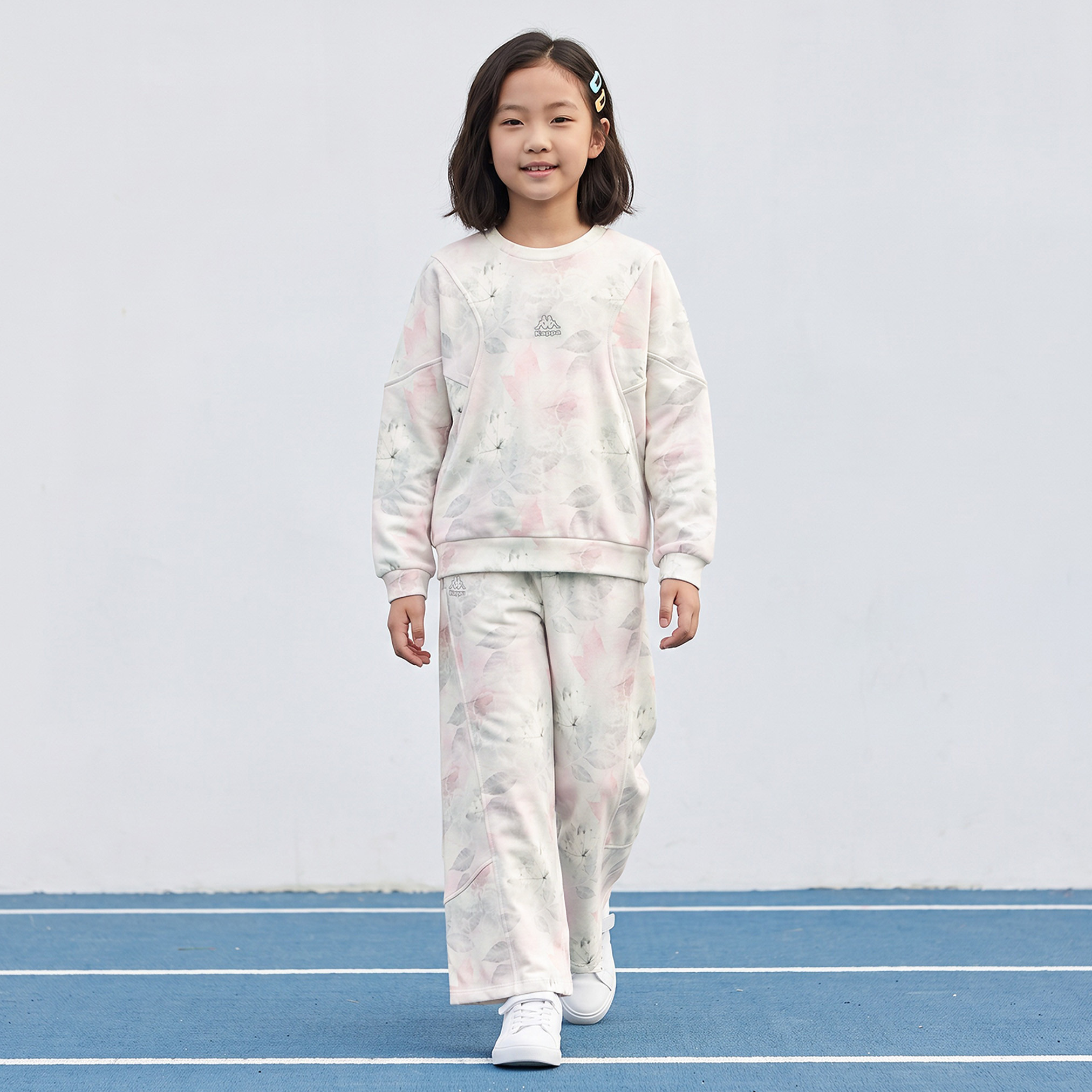 Kappa Crew Neck Long Sleeves Sweatshirt and Track Pants Set with Drawstring Closure-girls-clothing-setsandcoords-image-1