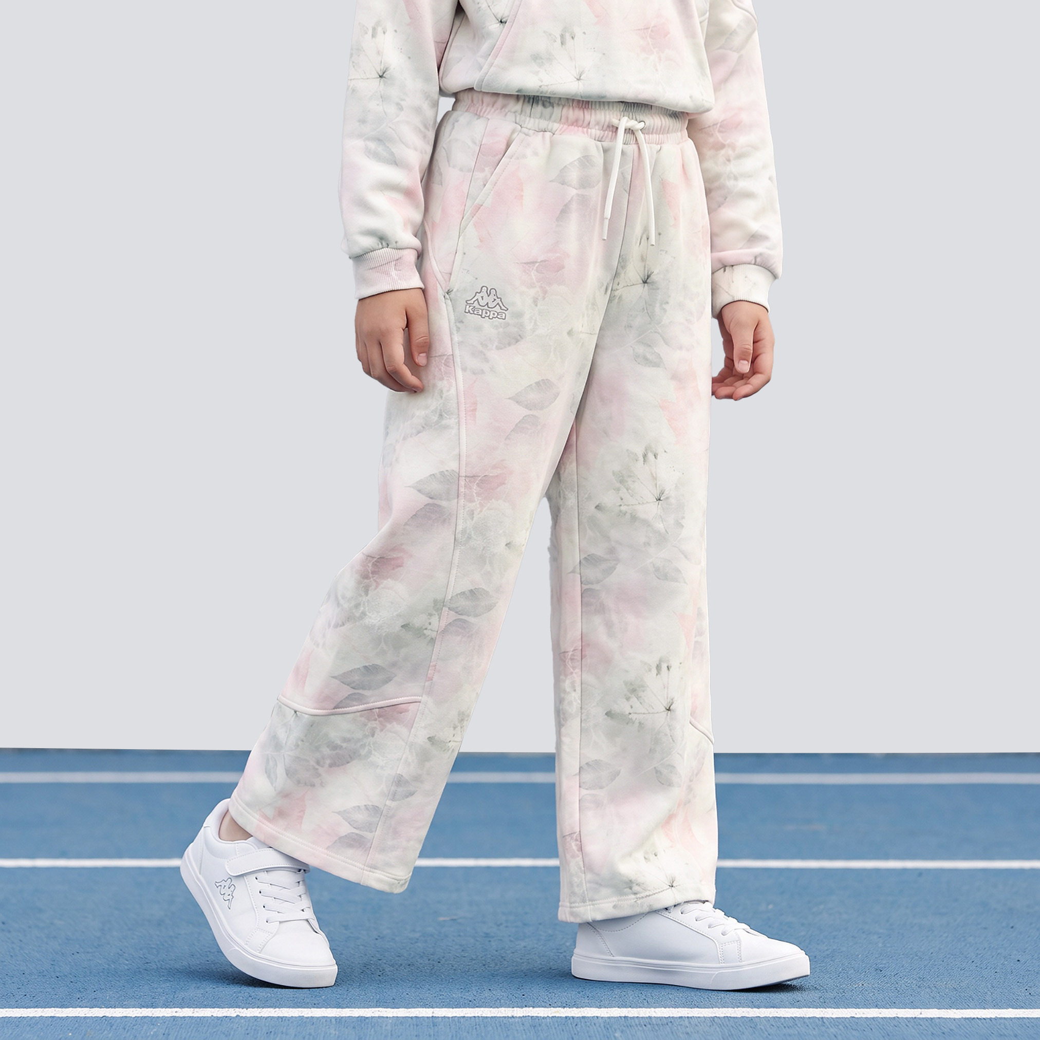 Kappa Crew Neck Long Sleeves Sweatshirt and Track Pants Set with Drawstring Closure-girls-clothing-setsandcoords-image-3