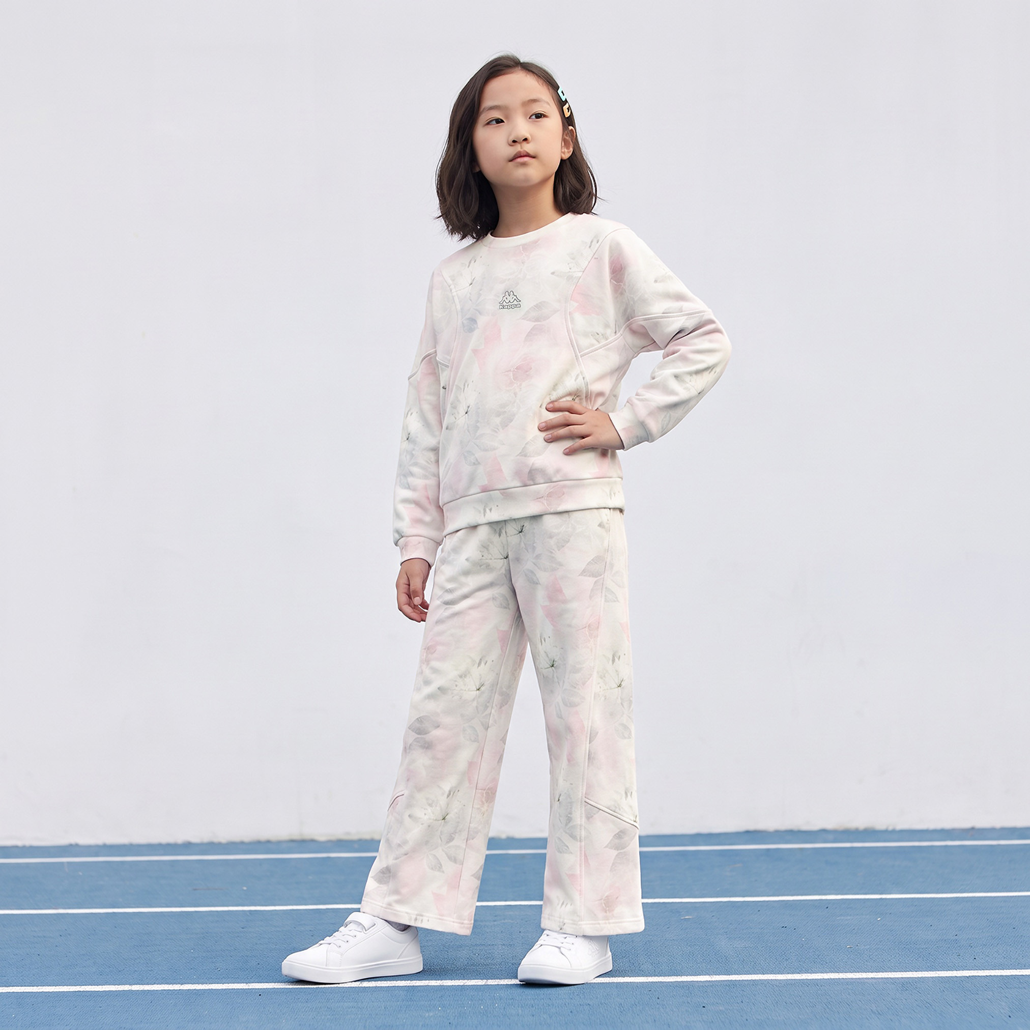 Kappa Crew Neck Long Sleeves Sweatshirt and Track Pants Set with Drawstring Closure-girls-clothing-setsandcoords-image-6