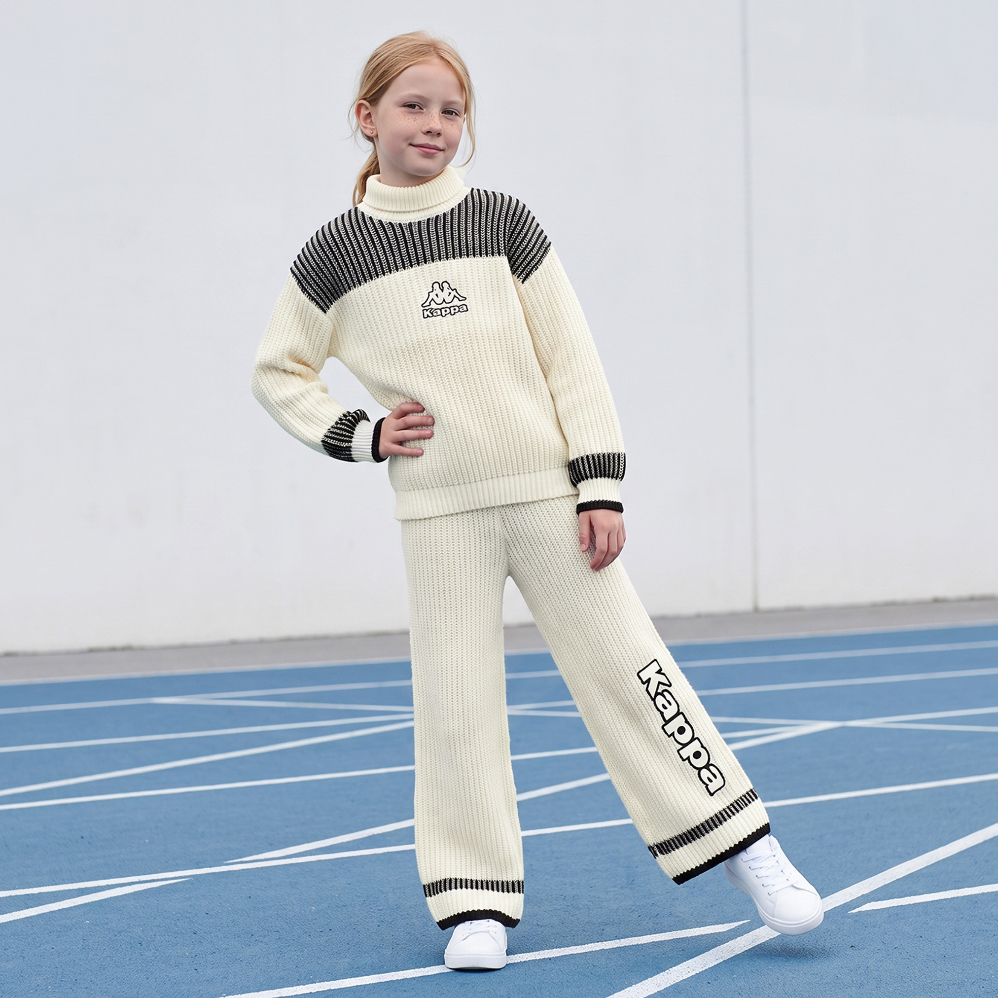 Kappa High Neck Long Sleeves Sweater and Pants Set with Logo Embroidery-girls-clothing-setsandcoords-image-1