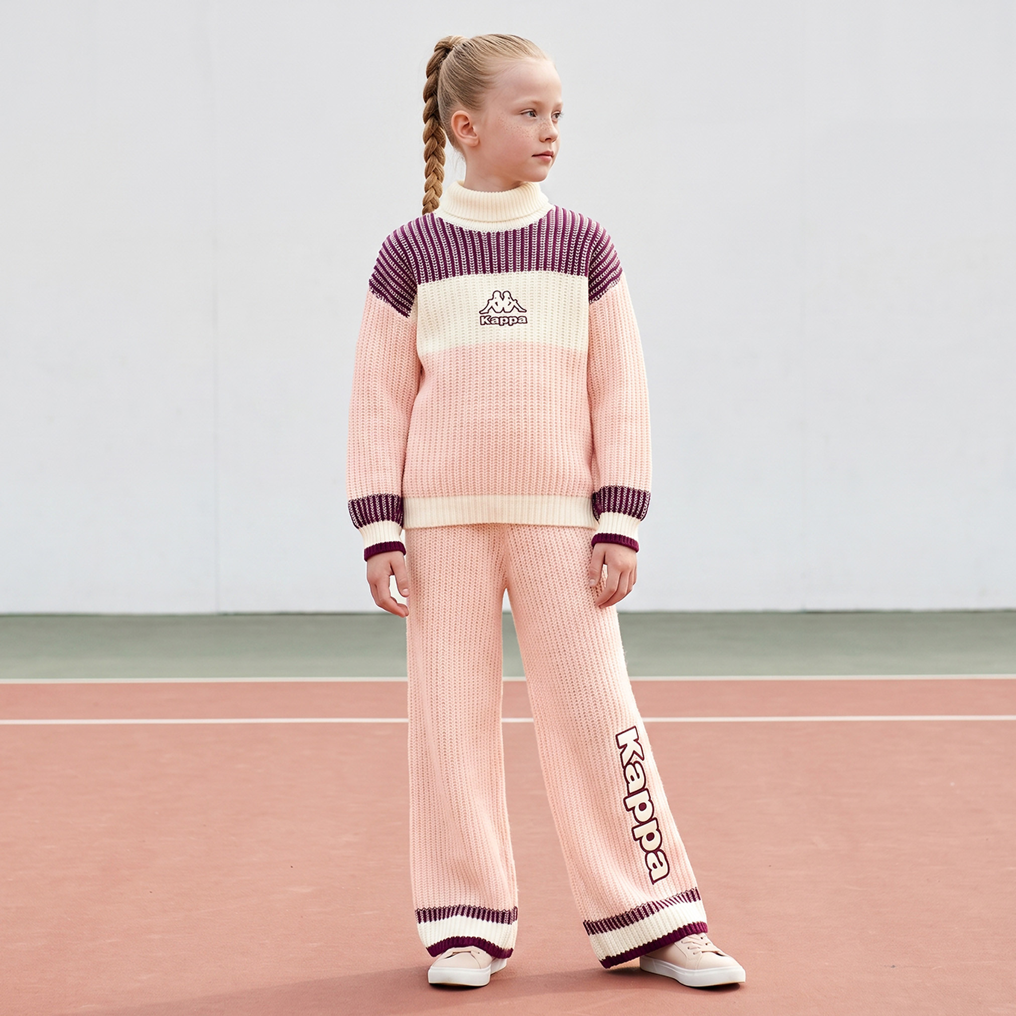 Kappa High Neck Long Sleeves Sweater and Pants Set with Logo Embroidery-girls-clothing-setsandcoords-image-1