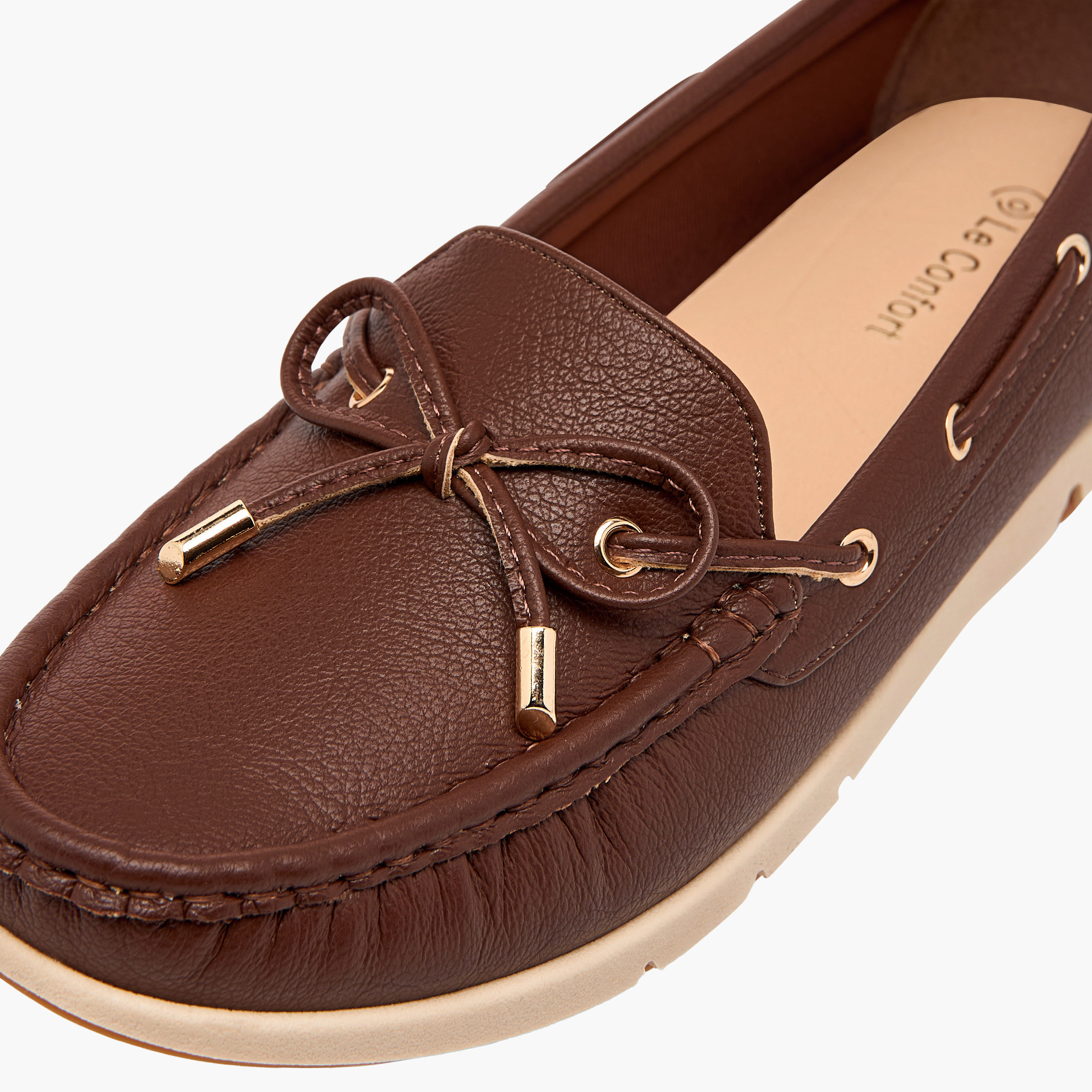 Le Confort Textured Bow Accent Slip-On Comfort Loafers-women-shoes-loafersandmoccasins-image-4