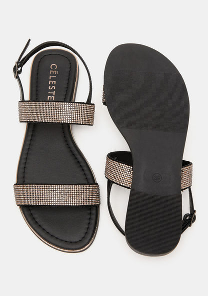 Celeste Women's Embellished Slide Sandals with Buckle Closure