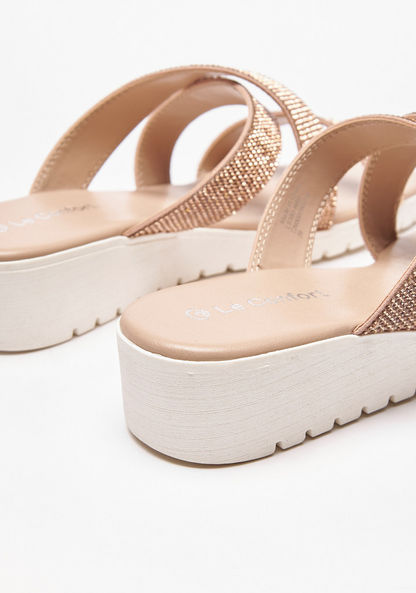 Le Confort Embellished Slip-On Flatform Sandals-Women%27s Flat Sandals-image-3