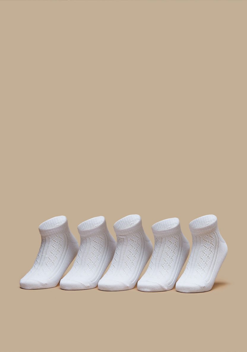 Juniors Textured Ankle Length Socks - Set of 5-Girl%27s Socks & Tights-image-0