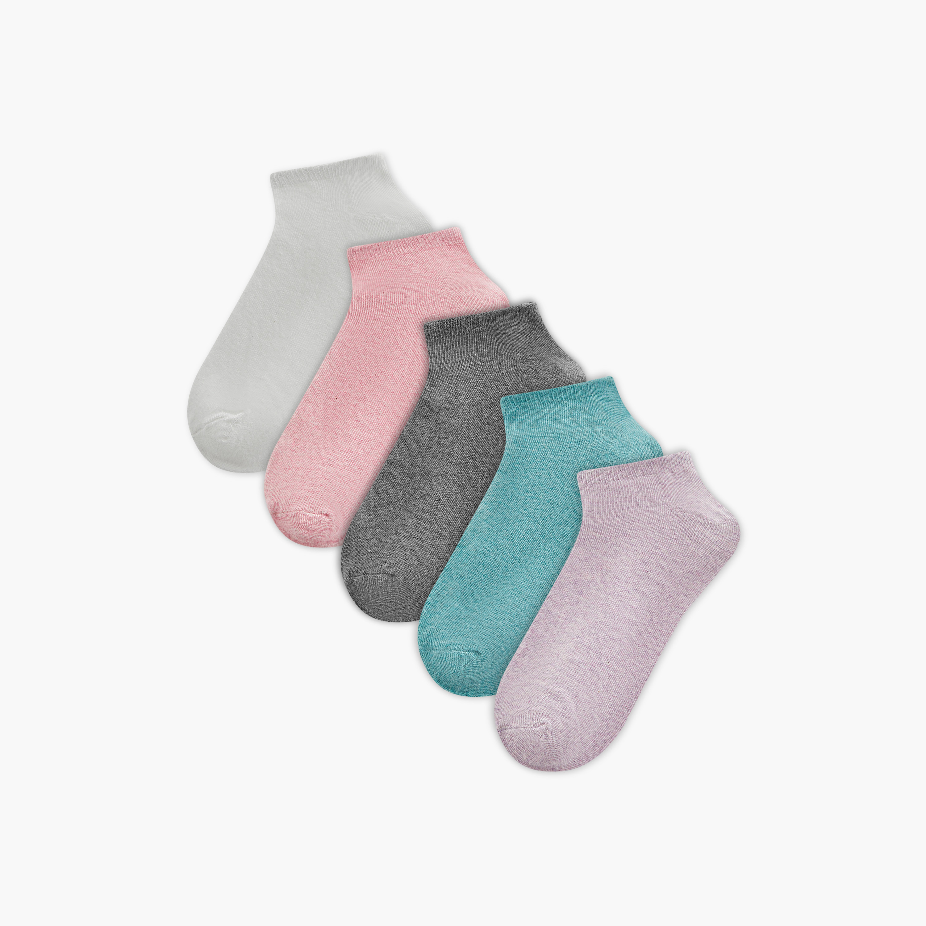 جوارب سادة بطول الكاحل من جلوو - طقم 5 قطع-women-socksandstockings-image-1
