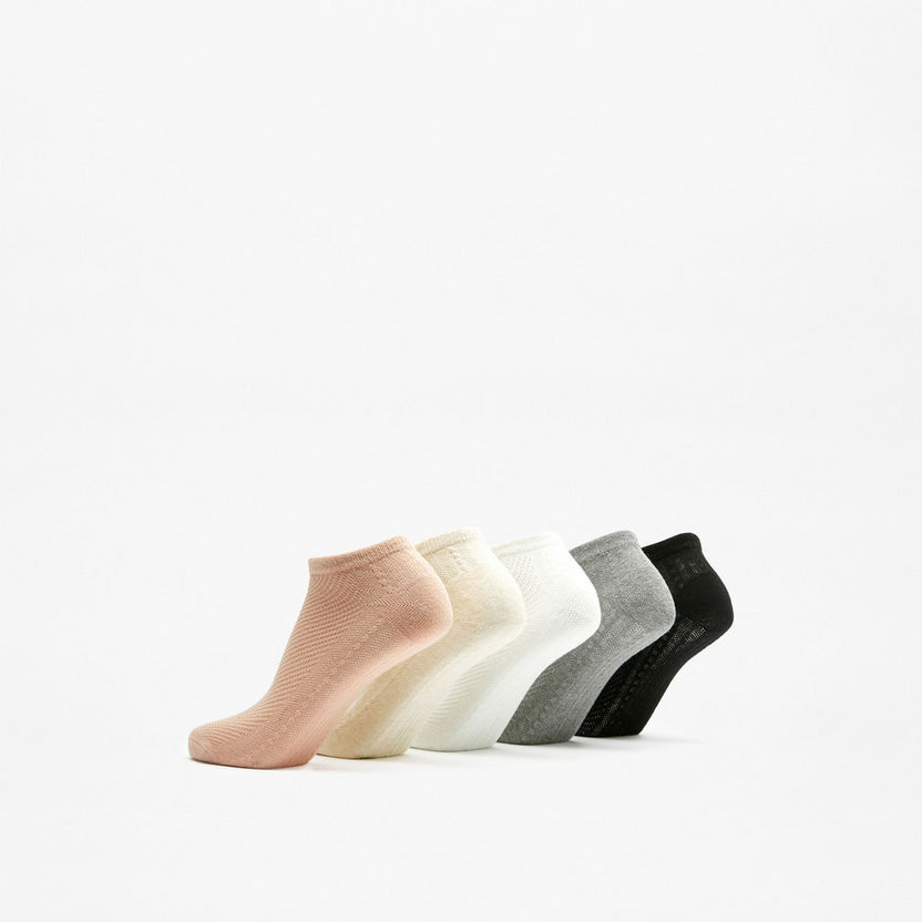 Gloo Textured Ankle Length Socks - Set of 5-Women%27s Socks-image-2