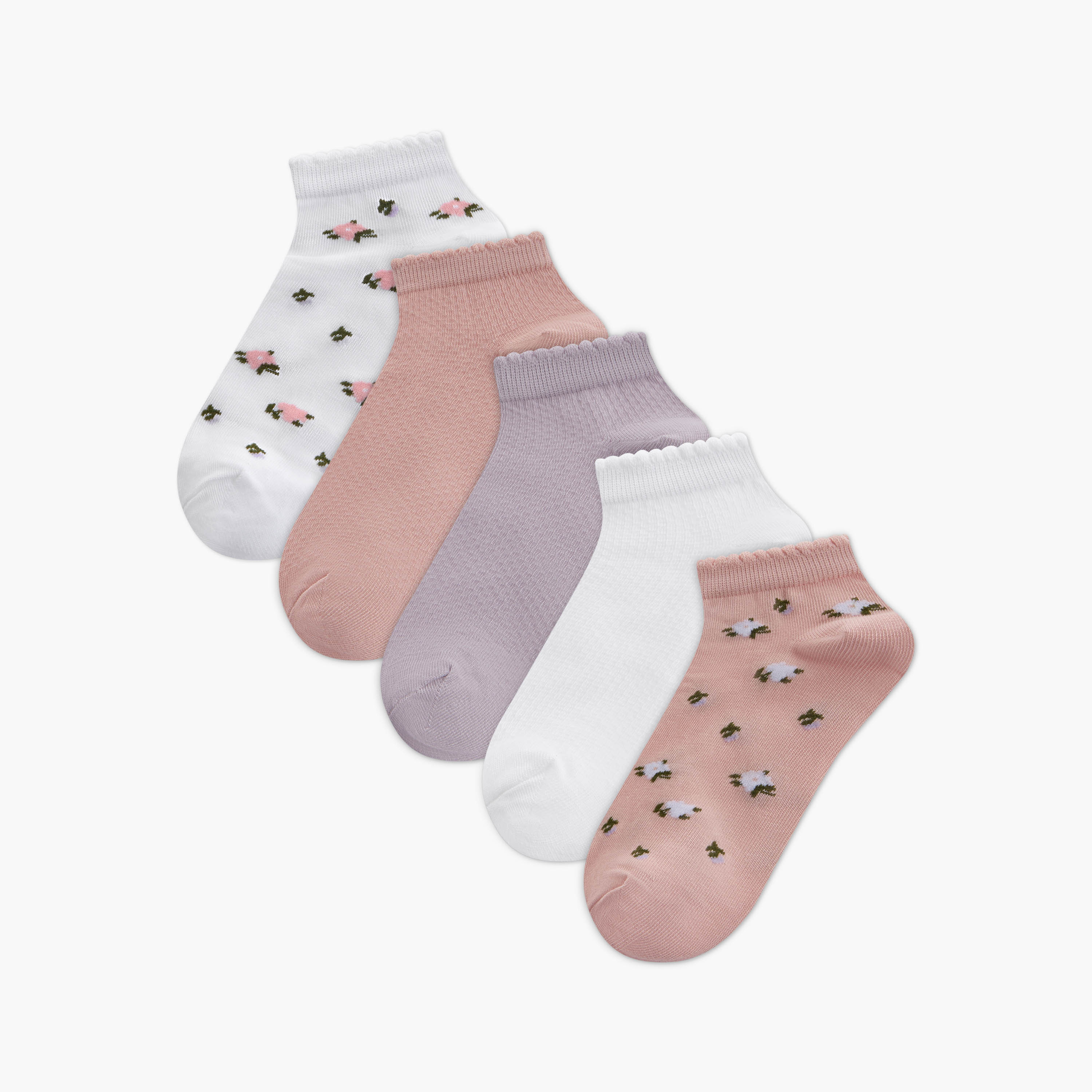 طقم من 5 - جوارب قطن طول الكاحل من جلوو-women-socksandstockings-image-1